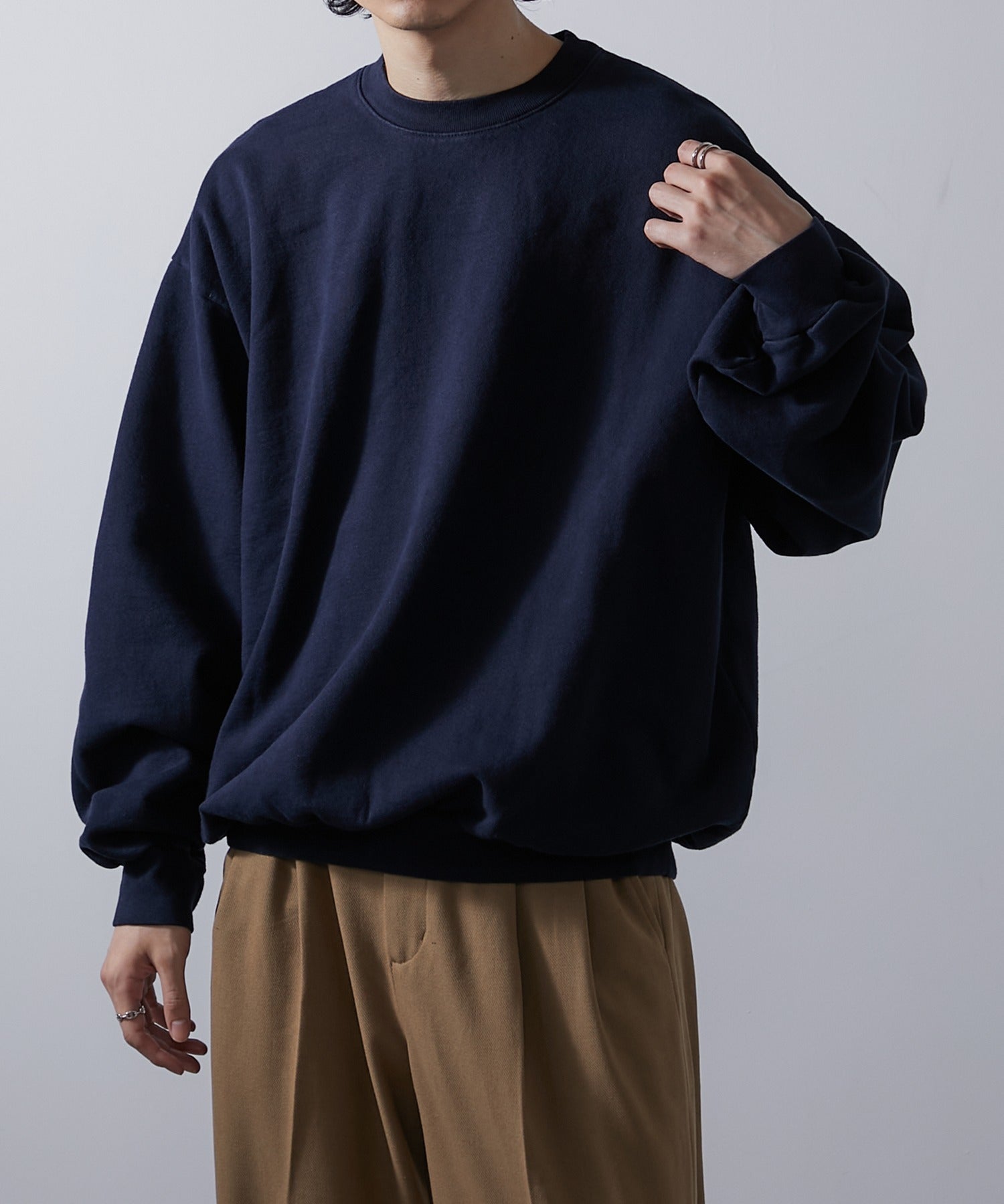 ロサンゼルスアパレル LOS ANGELES APPAREL 【Los Angeles Apparel】14oz L/S Heavy Fleece PO Crew Garment Dye  ガーメントダイ ヘビーウェイト クルーネック スウェ （ネイビー） ネイビー