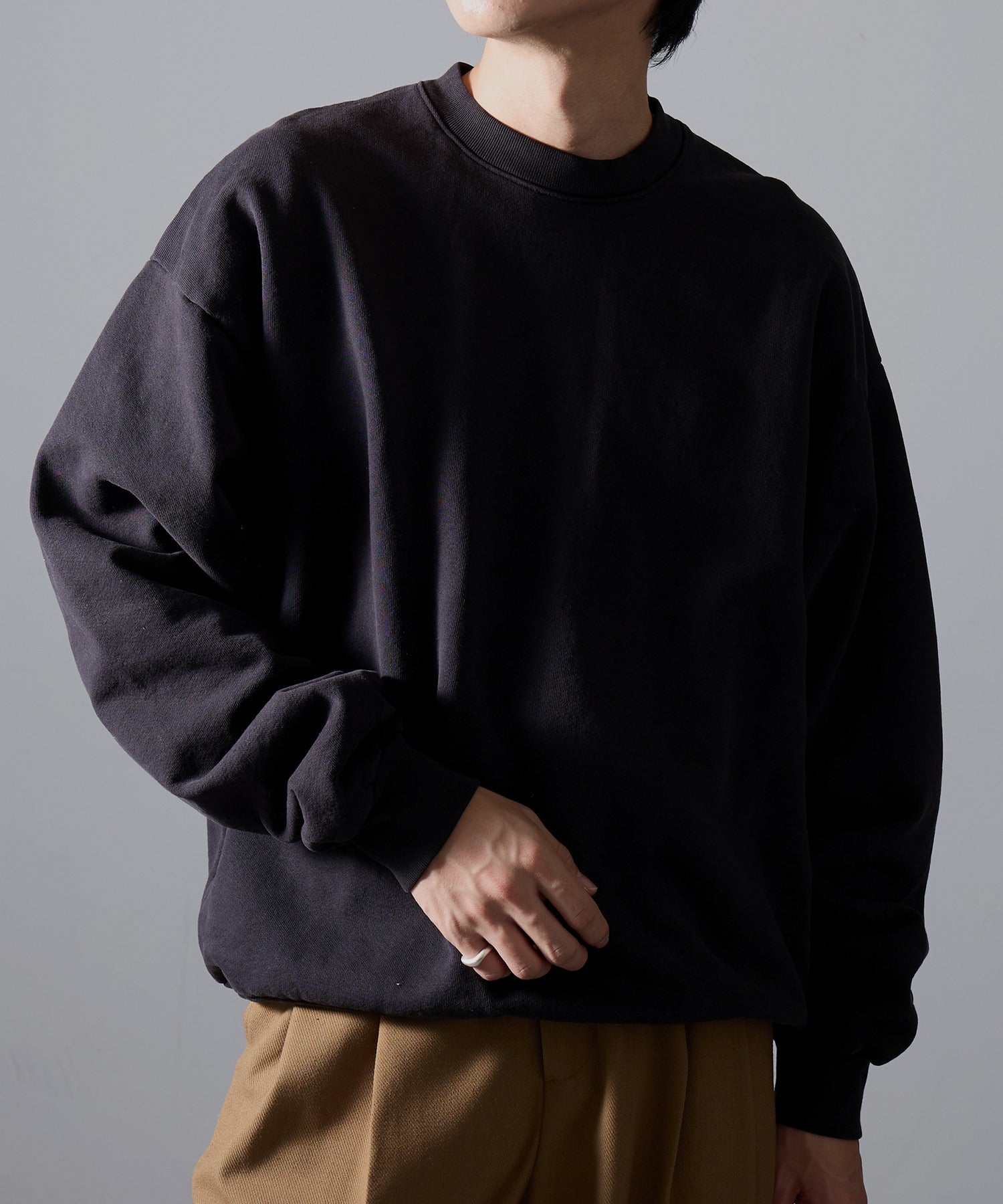 ロサンゼルスアパレル LOS ANGELES APPAREL 14oz L/S Heavy Fleece PO Crew Garment Dye  ガーメントダイ ヘビーウェイト クルーネック プルオーバースウェットトレーナー 裏起毛 無地 厚手 UNTR （ブラック） ブラック