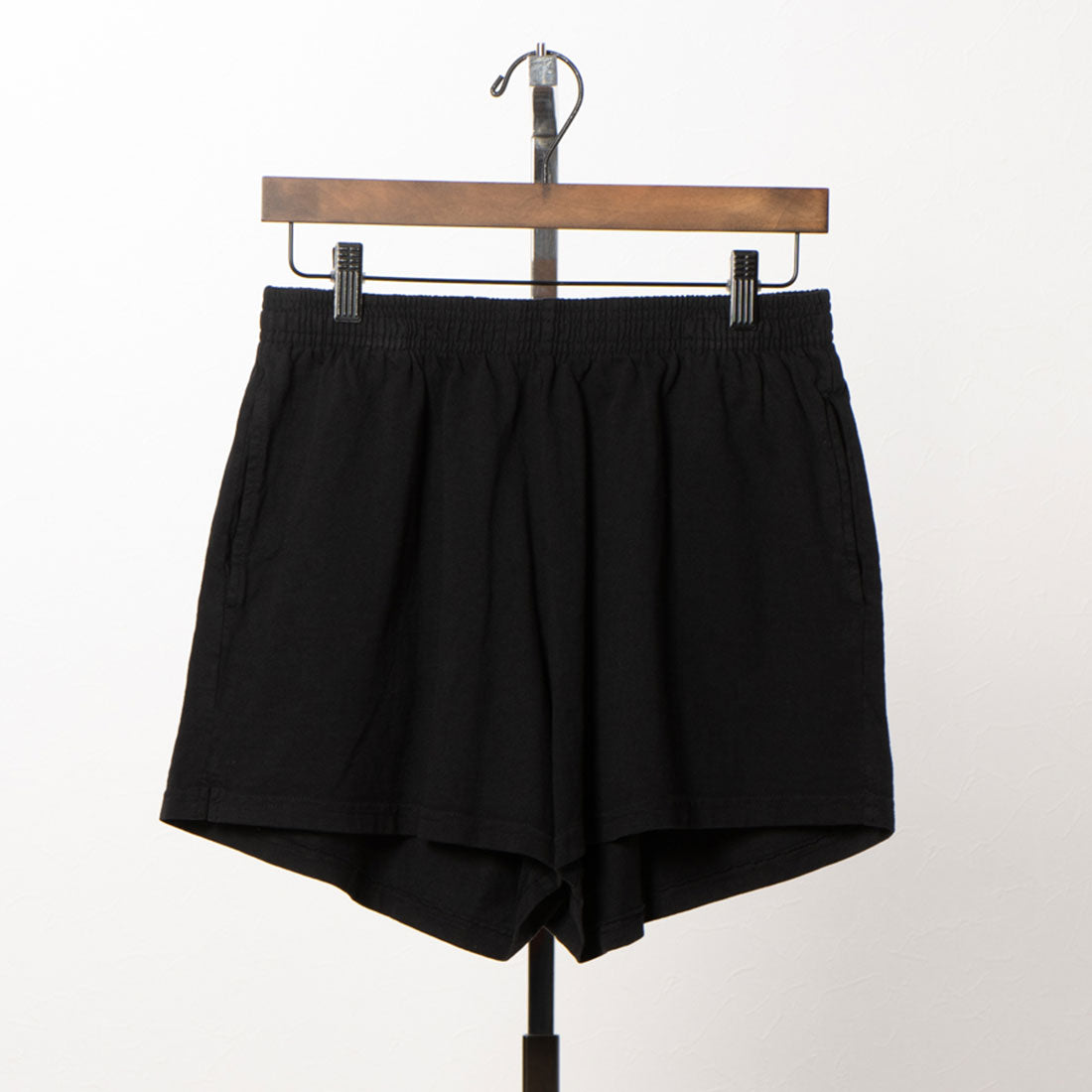 ロサンゼルスアパレル LOS ANGELES APPAREL HEAVY JERSEY GARMENT DYE SHORT SHORTS,BLACK