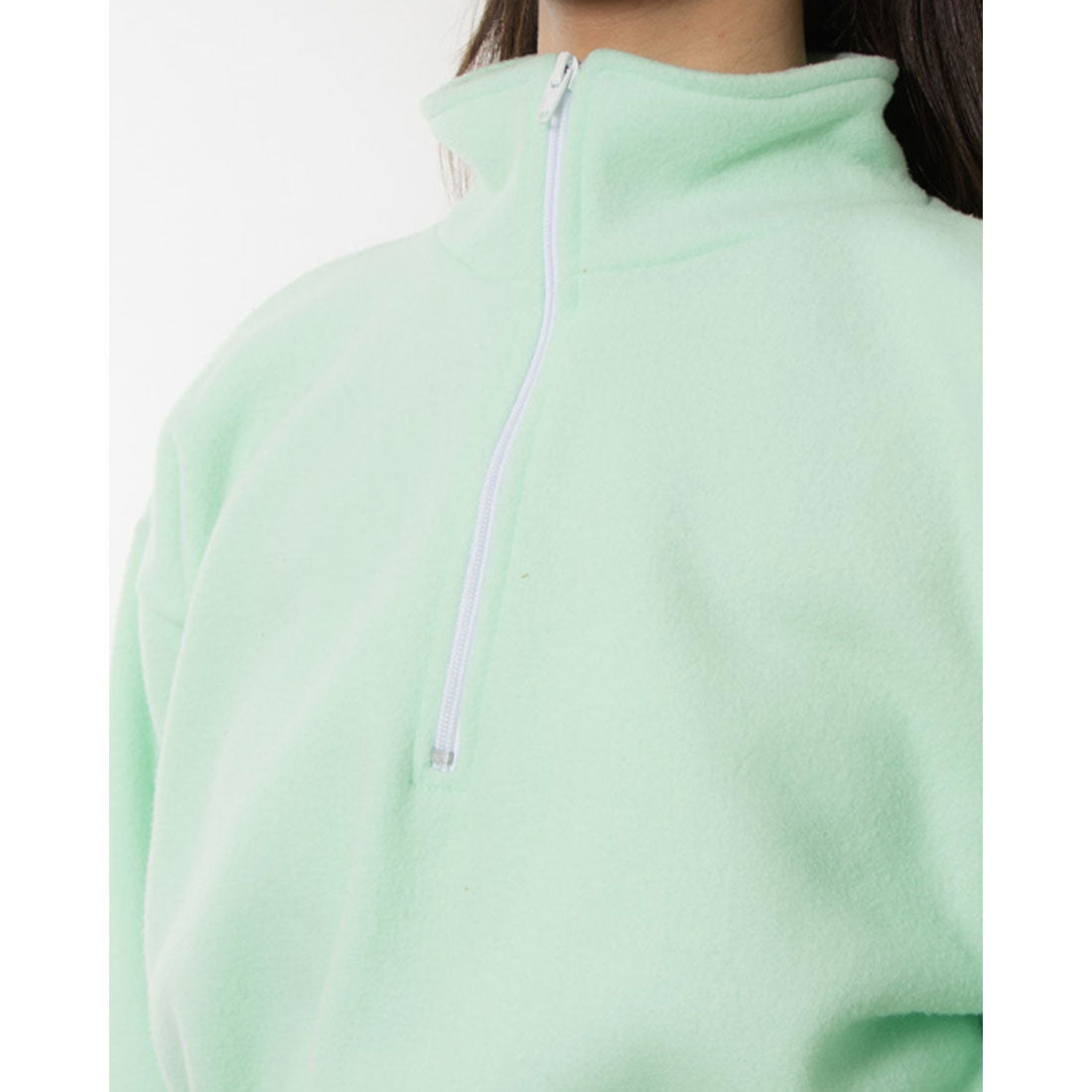 ロサンゼルスアパレル LOS ANGELES APPAREL CROPPED POLAR FLEECE HALF ZIP PULLOVER