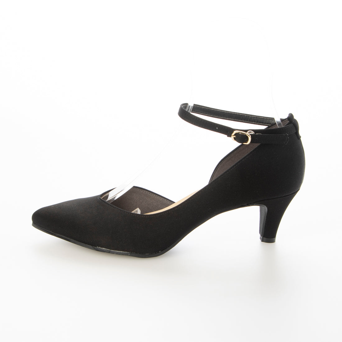 IKplus 【Made in Japan】【Rain Compatible】Beautiful Leg Posture V-Cut Line Neck Belt Pumps【For Both Sunny and Rainy Weather】 1935 black Dorkray Satin Mary Jane