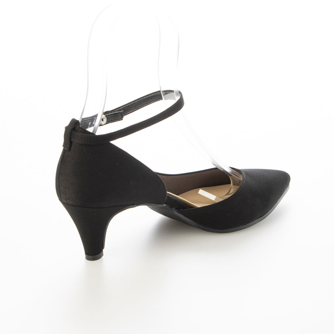 IKplus 【Made in Japan】【Rain Compatible】Beautiful Leg Posture V-Cut Line Neck Belt Pumps【For Both Sunny and Rainy Weather】 1935 black Dorkray Satin Mary Jane