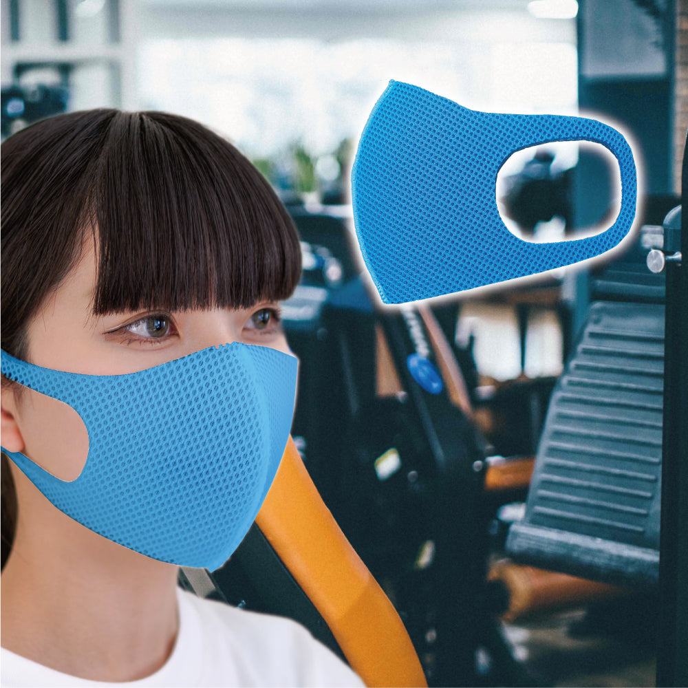 アイケープラス IKplus 【日本製】 メッシュ スポーツマスク 快適 マスク 3D立体 メッシュマスク お肌まもりマスク 三層構造 トレーニングマスク 洗える スポーツ用マスク 接触冷感 冷感 防臭 抗菌 抗菌 【返品不可商品】 （ライトブルー） ライトブルー