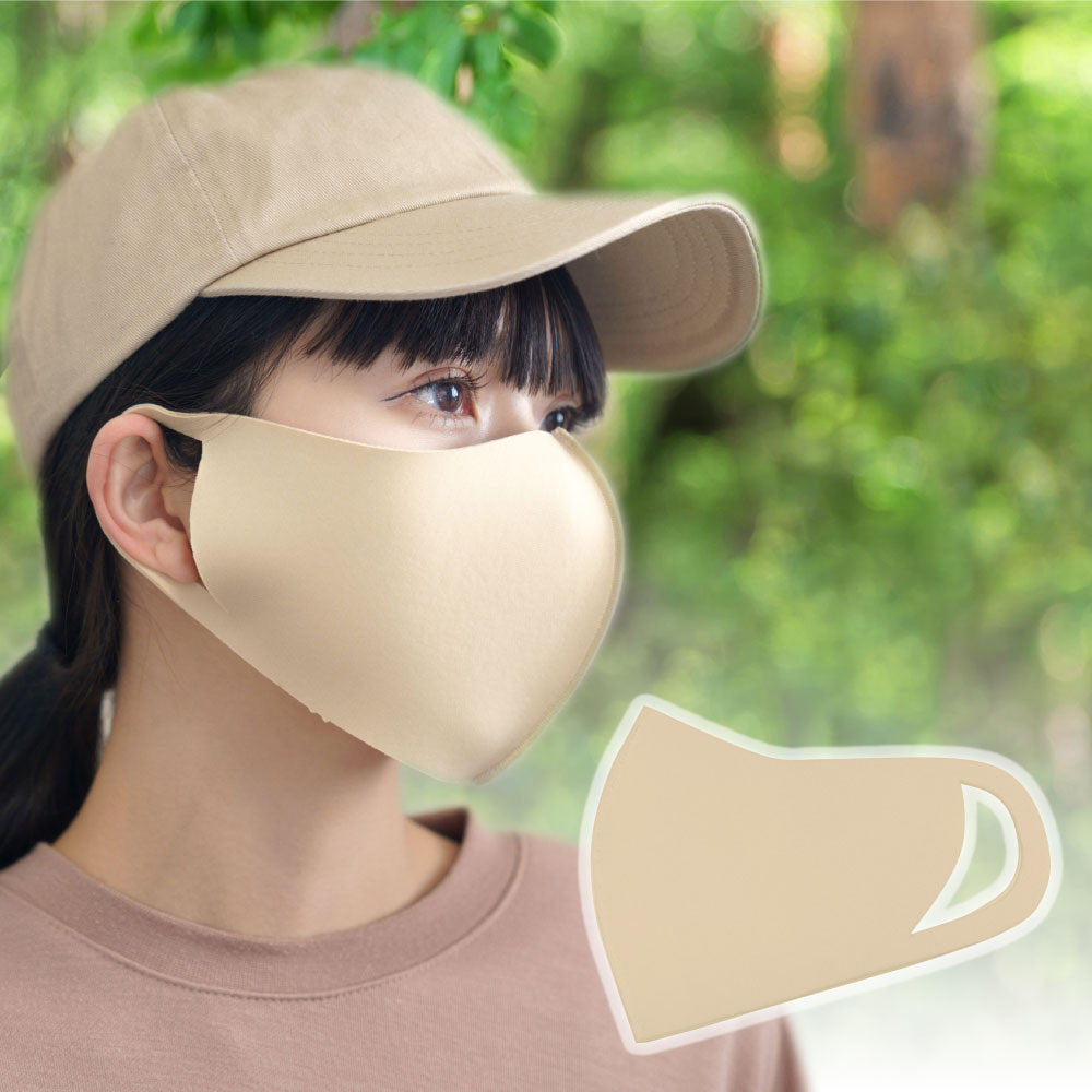 アイケープラス IKplus 日本製  日焼け防止マスク フェイスカバー C型 B型 UPF50+ 肌荒れ 繰り返し 洗える 紫外線 冷感 UV 日焼け対策 顔 涼しい スポーツ 息 苦しくない ウォーキング  UV対策 【返品不可商品】 （ベージュ） ベージュ