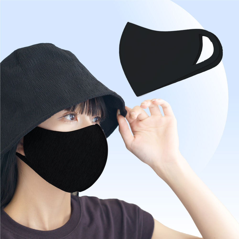 アイケープラス IKplus 【日本製】 日焼け防止マスク フェイスカバー UPF50+ SPF100 肌荒れ 繰り返し 洗える 紫外線 冷感 UVカット 日焼け対策 ウォーキング  UV対策 【返品不可商品】 （ブラック） ブラック