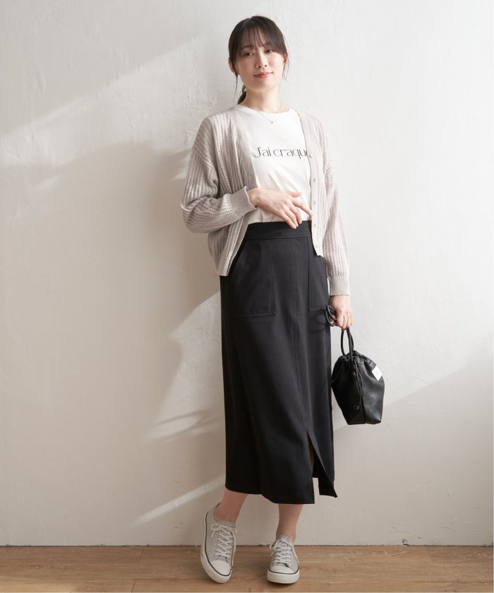 イッカ ikka 【雑誌InRed4月号掲載】透かし編みVネックカーディガン （ベージュ） ベージュ