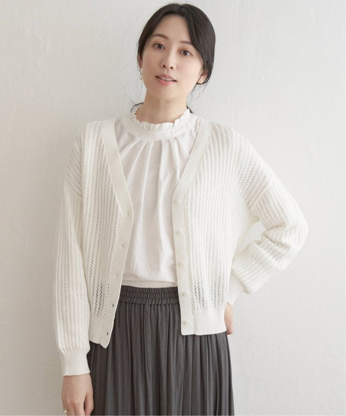 イッカ ikka 【雑誌InRed4月号掲載】透かし編みVネックカーディガン （オフホワイト） オフホワイト