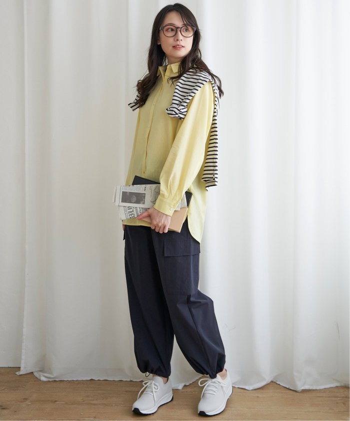 イッカ ikka 【雑誌InRed5月号掲載】フレンチリネンMIX長袖シャツ【抗菌防臭／吸水速乾】 （イエロー） イエロー