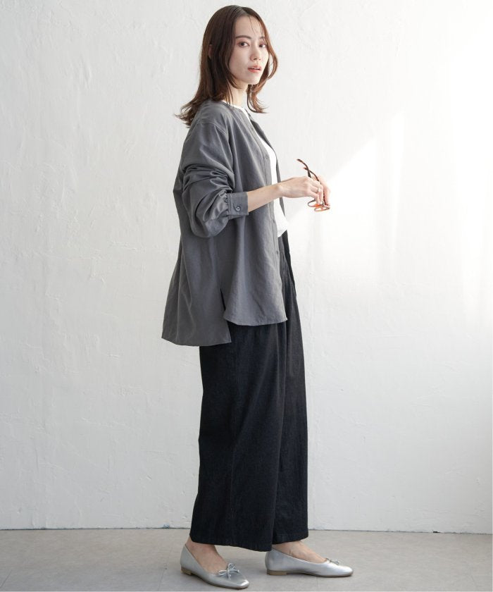 イッカ ikka フロントタックワイドパンツ （グレー） グレー