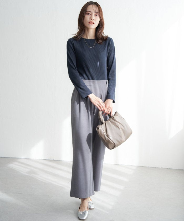イッカ ikka フロントタックワイドパンツ （グレー） グレー