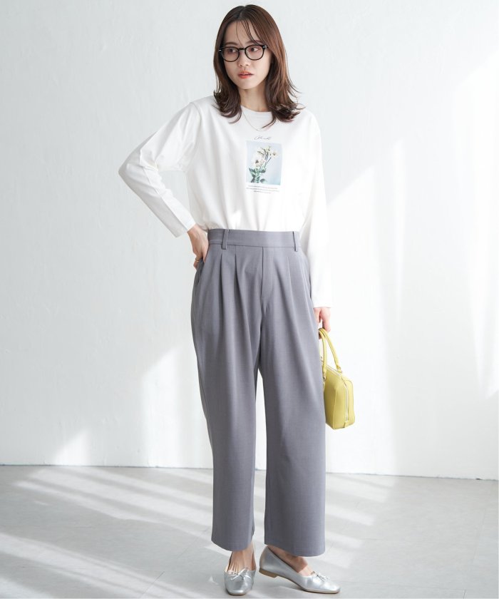 イッカ ikka フロントタックワイドパンツ （グレー） グレー