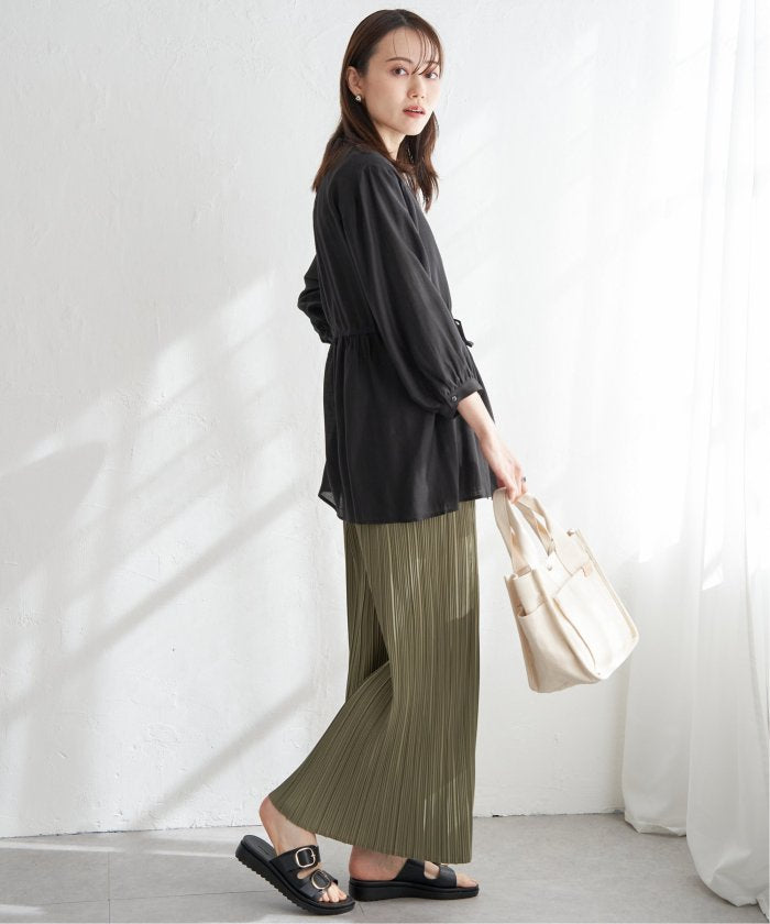 イッカ ikka 【雑誌InRed5月号掲載】サラットプリーツワイドパンツ （チャコール） チャコール