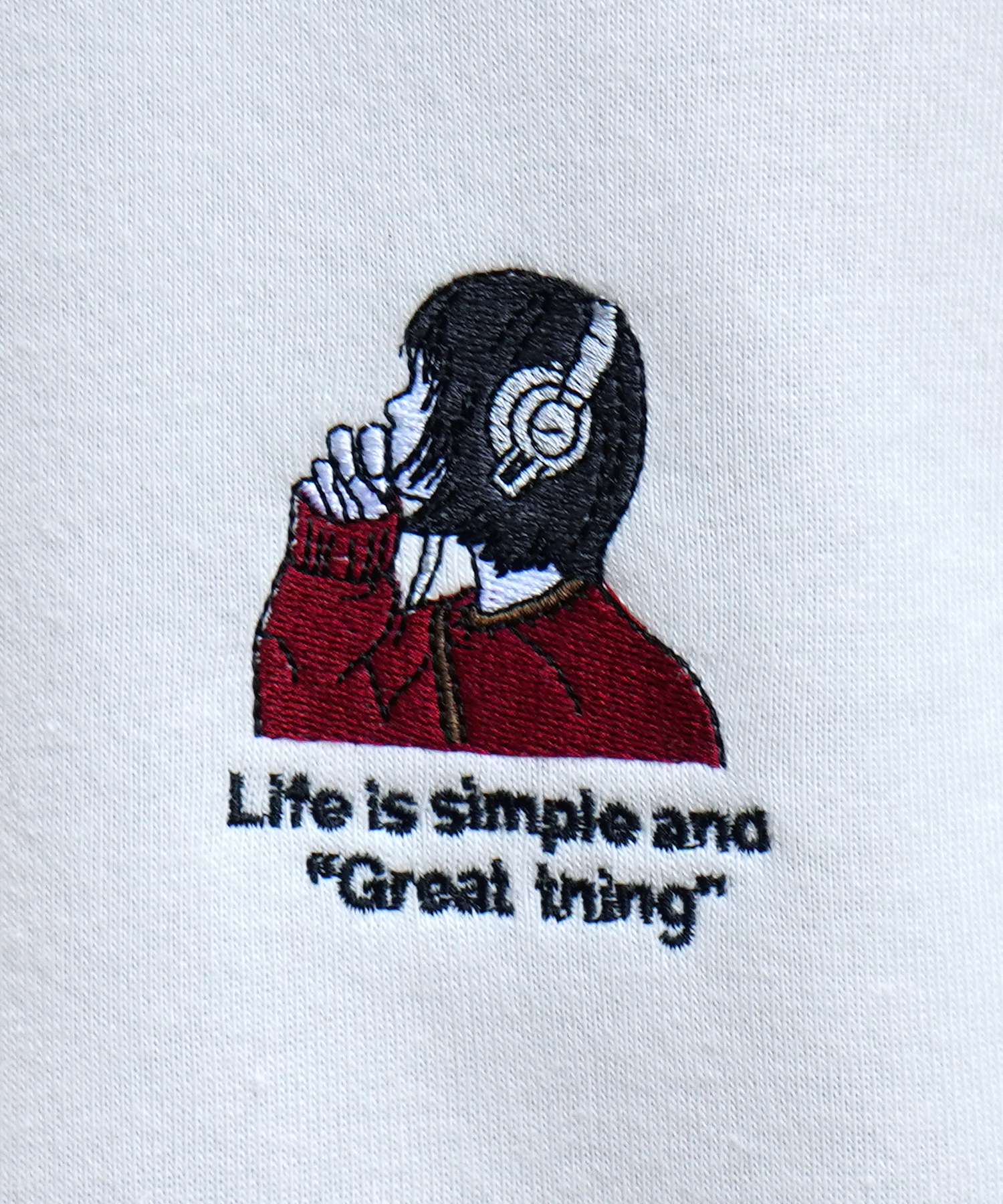 イルズ ILL'S ガールイラストワンポイント刺繍 ビッグシルエット 裏起毛プルオーバーパーカー フーディー カットソー ユニセックス （ホワイト） ホワイト