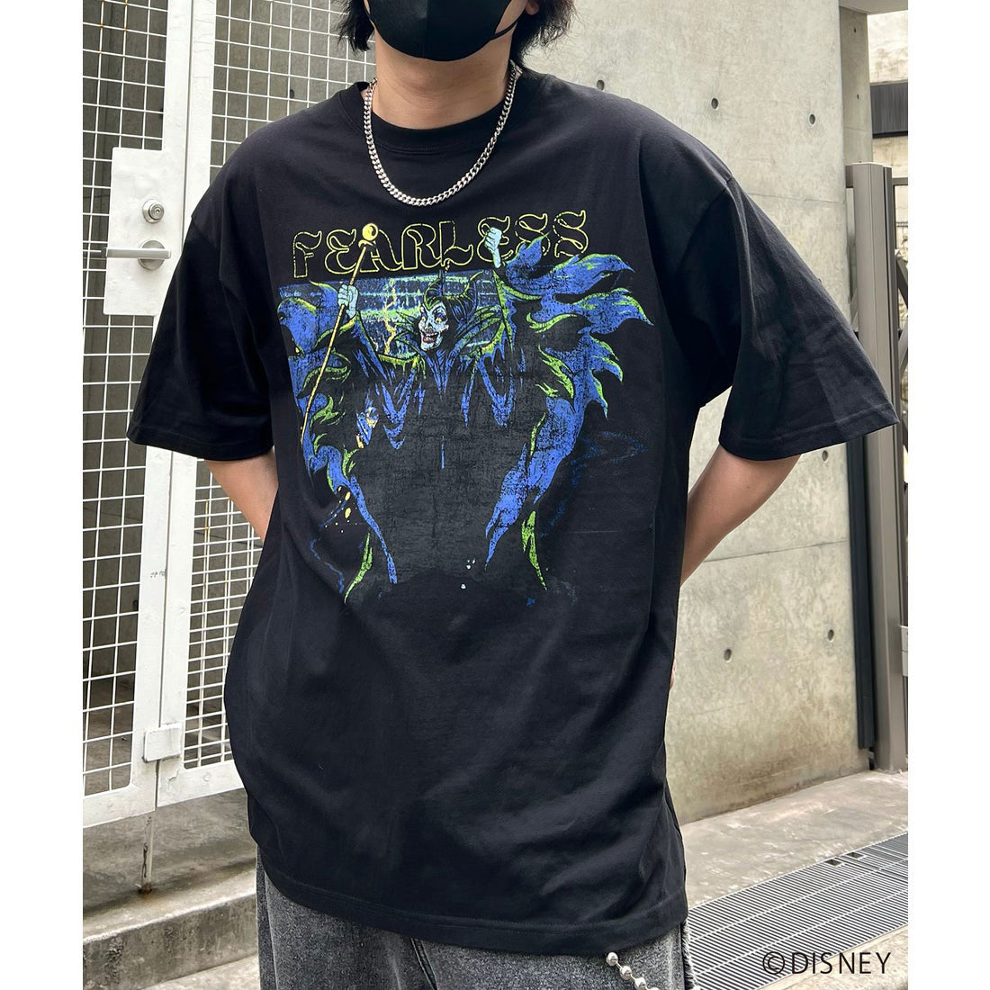イルズ ILL'S Disney ディズニー Villains ヴィランズ ヴィンテージライク ピグメント加工 ビッグシルエット 半袖プリントTシャツ カットソー ユニセックス （ブラック） ブラック