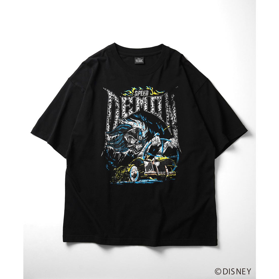 イルズ ILL'S Disney ディズニー Villains ヴィランズ ヴィンテージライク ピグメント加工 ビッグシルエット 半袖プリントTシャツ カットソー ユニセックス （ブラック） ブラック