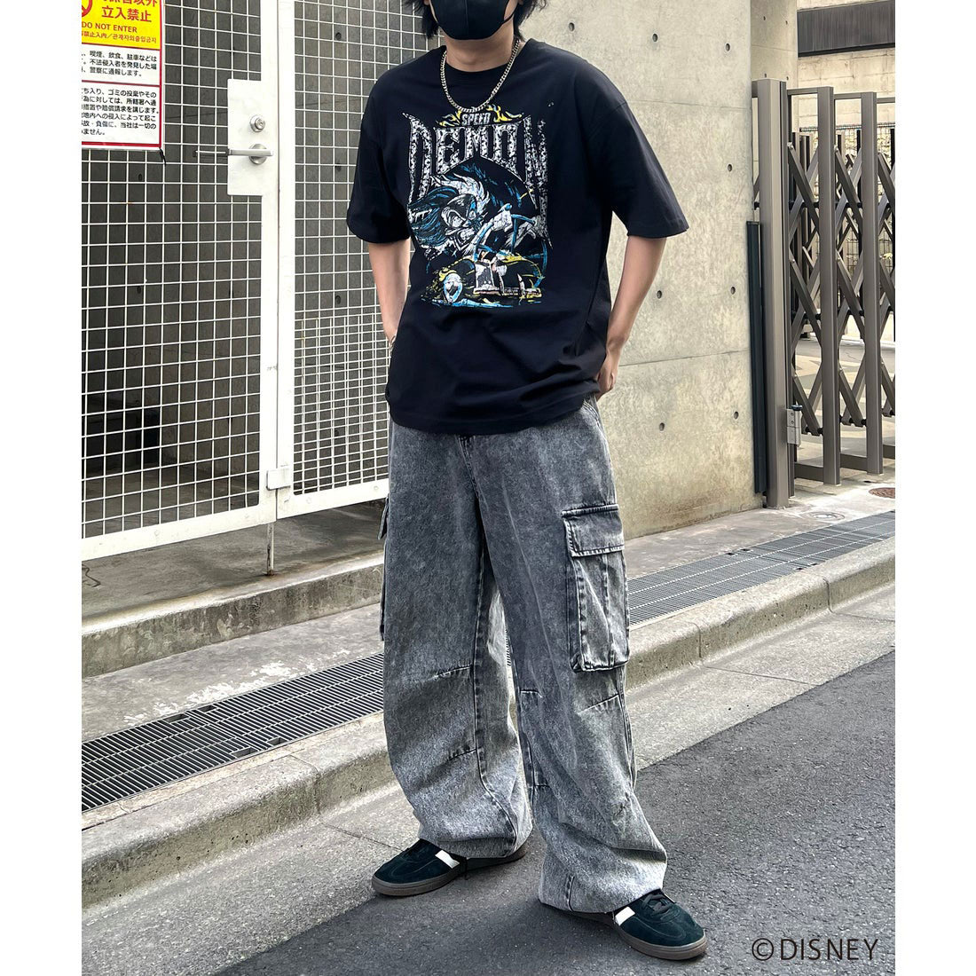 イルズ ILL'S Disney ディズニー Villains ヴィランズ ヴィンテージライク ピグメント加工 ビッグシルエット 半袖プリントTシャツ カットソー ユニセックス （ブラック） ブラック