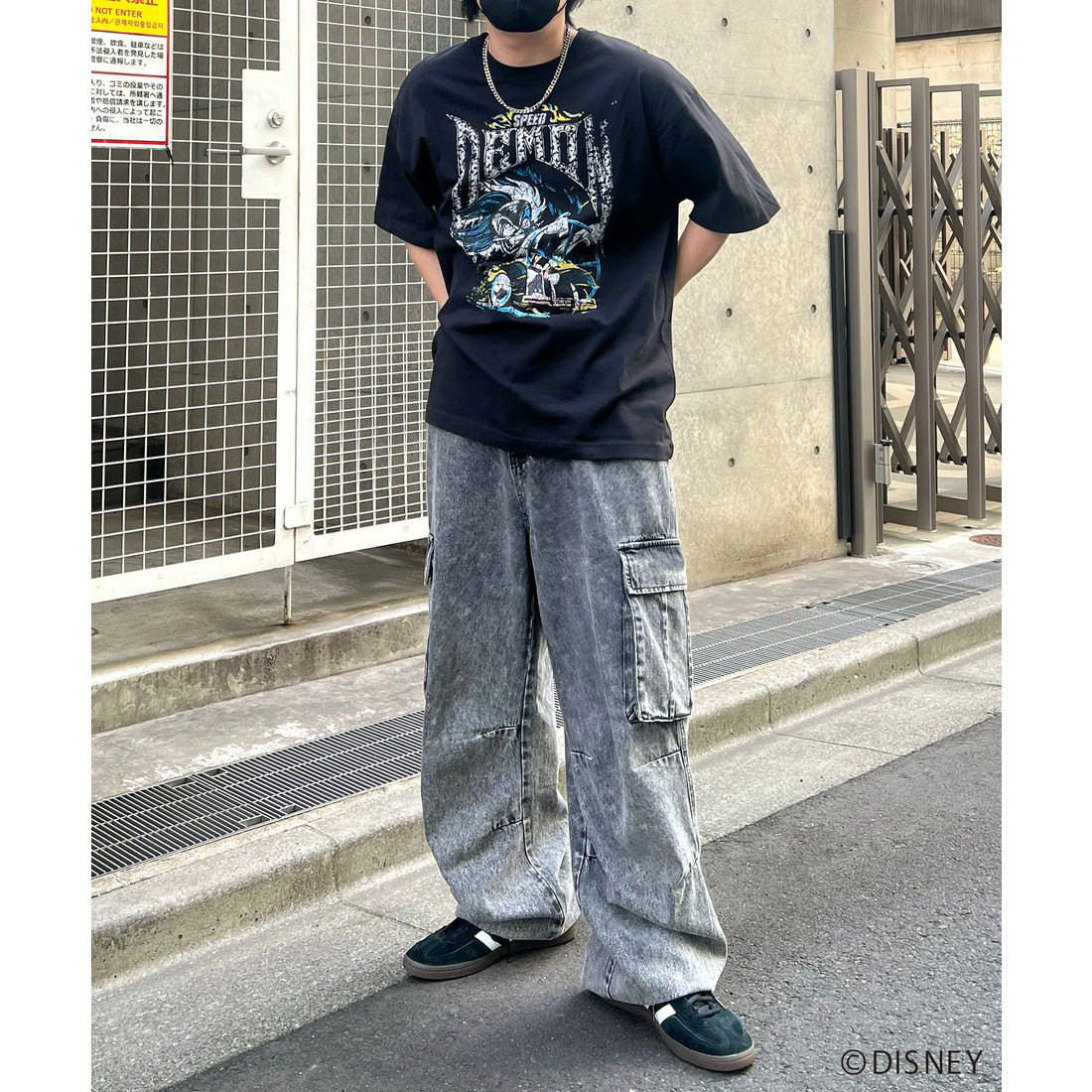 イルズ ILL'S Disney ディズニー Villains ヴィランズ ヴィンテージライク ピグメント加工 ビッグシルエット 半袖プリントTシャツ カットソー ユニセックス （ブラック） ブラック