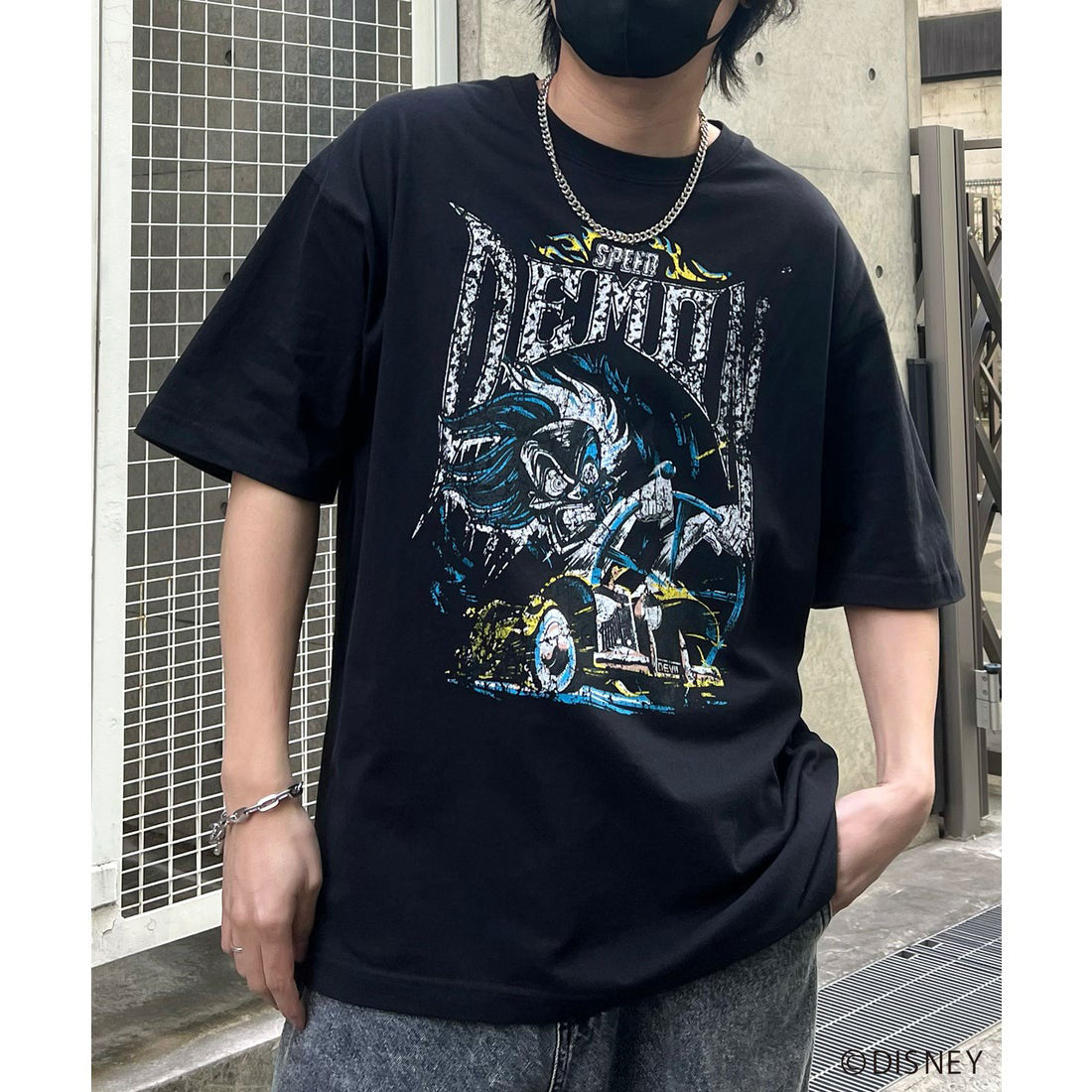イルズ ILL'S Disney ディズニー Villains ヴィランズ ヴィンテージライク ピグメント加工 ビッグシルエット 半袖プリントTシャツ カットソー ユニセックス （ブラック） ブラック