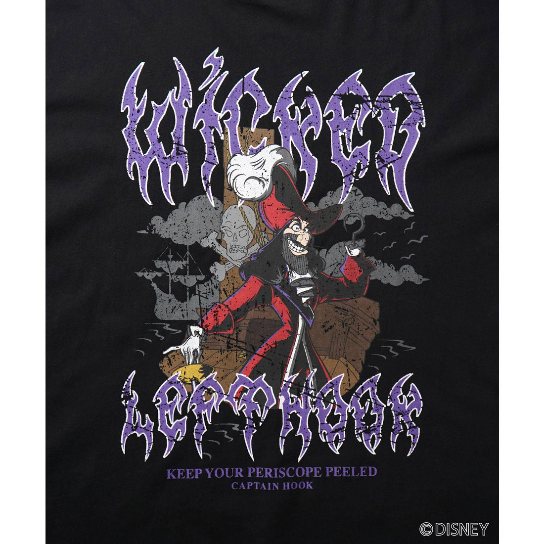 イルズ ILL'S Disney ディズニー Villains ヴィランズ ヴィンテージライク ピグメント加工 ビッグシルエット 半袖プリントTシャツ カットソー ユニセックス （ブラック） ブラック
