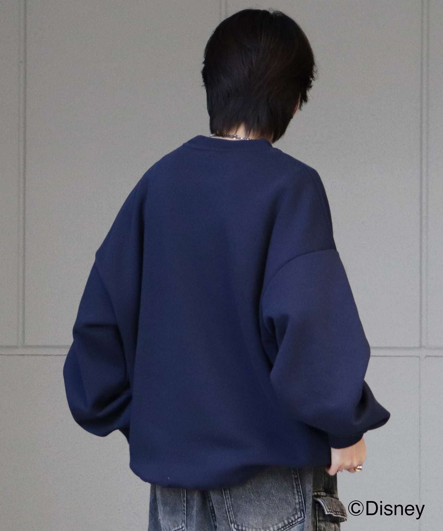 イルズ ILL'S ディズニーシリーズ ワンポイント刺繍 バックプリント ビッグシルエットプルオーバー クルースウェット ユニセックス （ネイビー） ネイビー