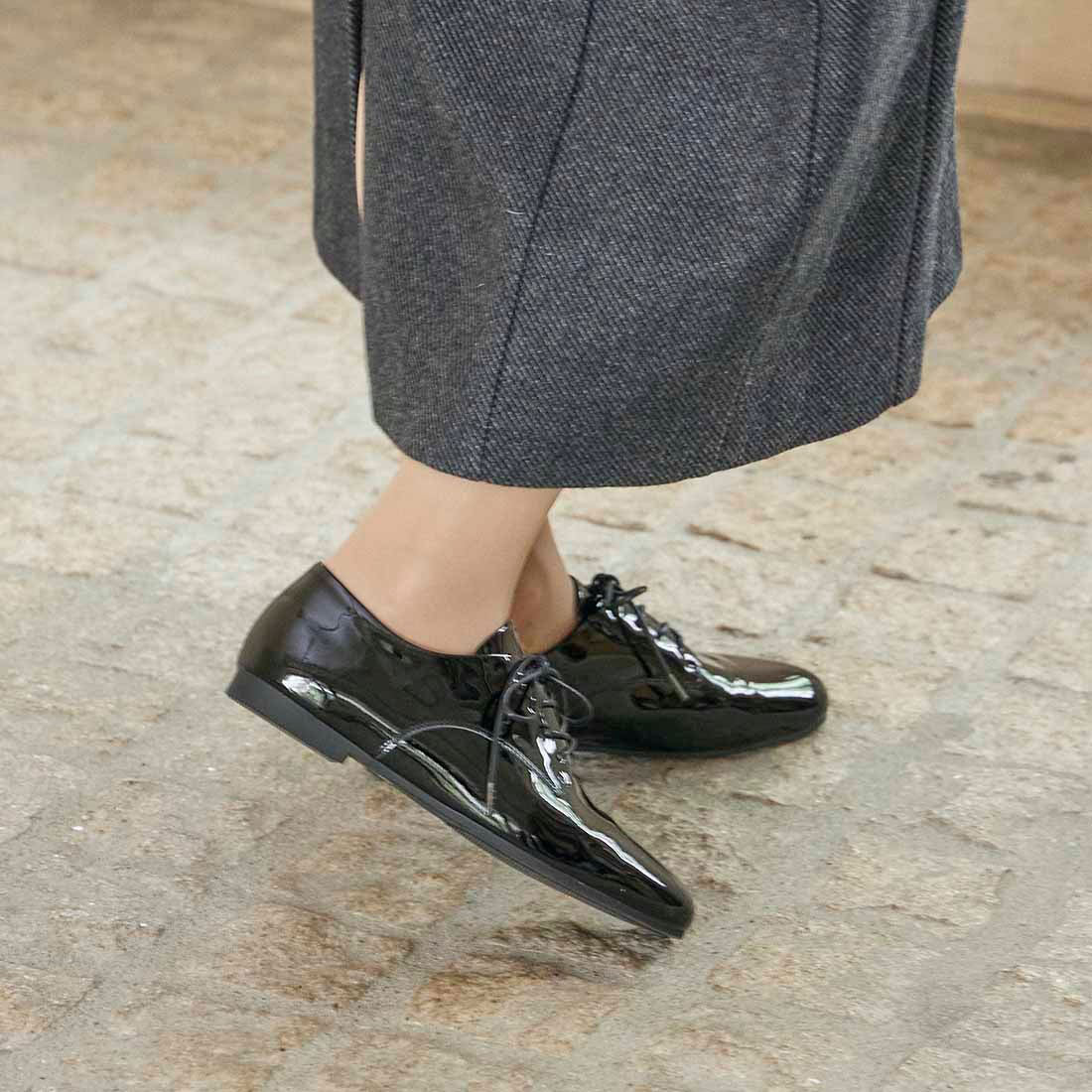 イング ing 【訳あり新品】 ソフトレースアップシューズ （ブラックエナメル） ブラックエナメル