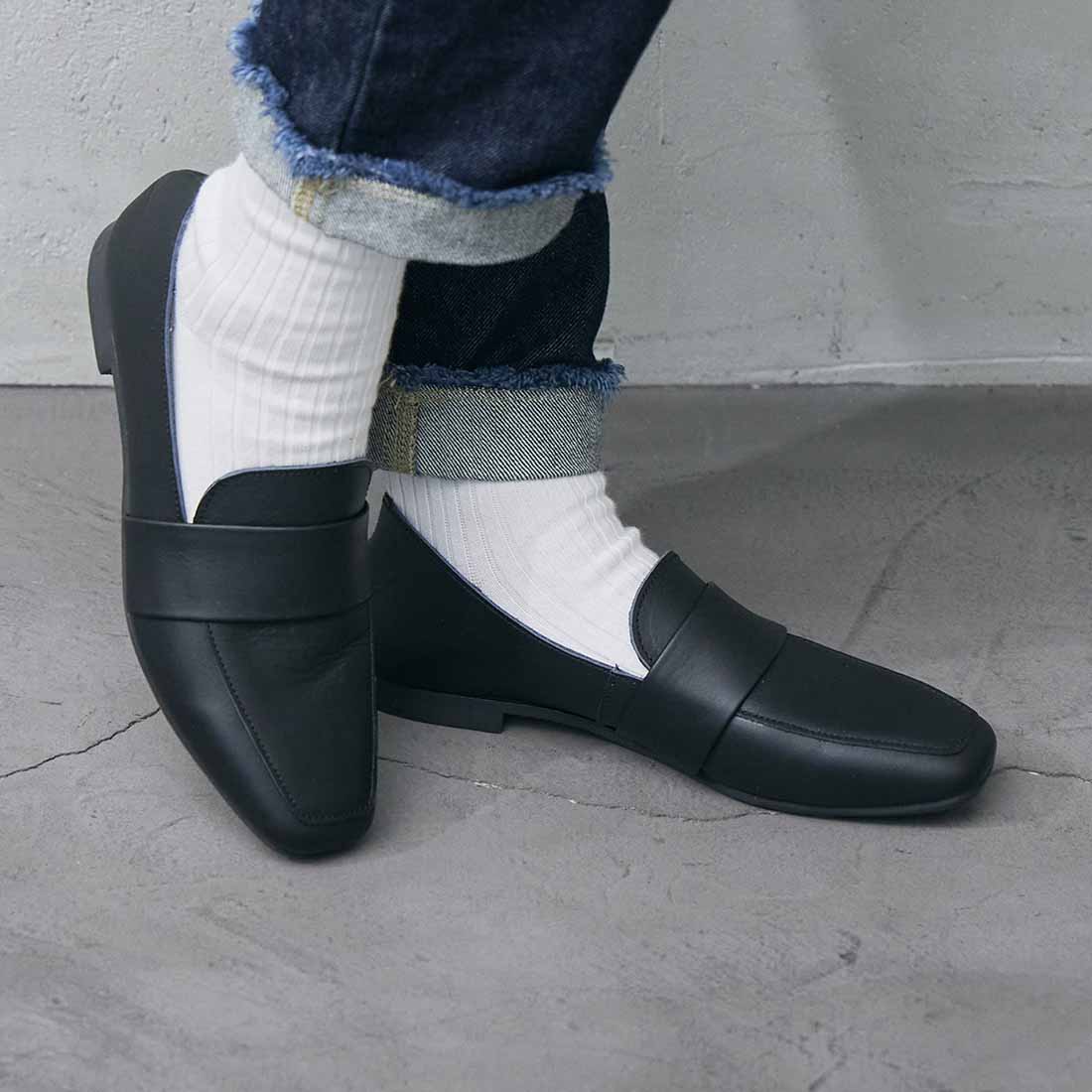 イング ing 【WEB限定】レザーベルトローファー,ブラック