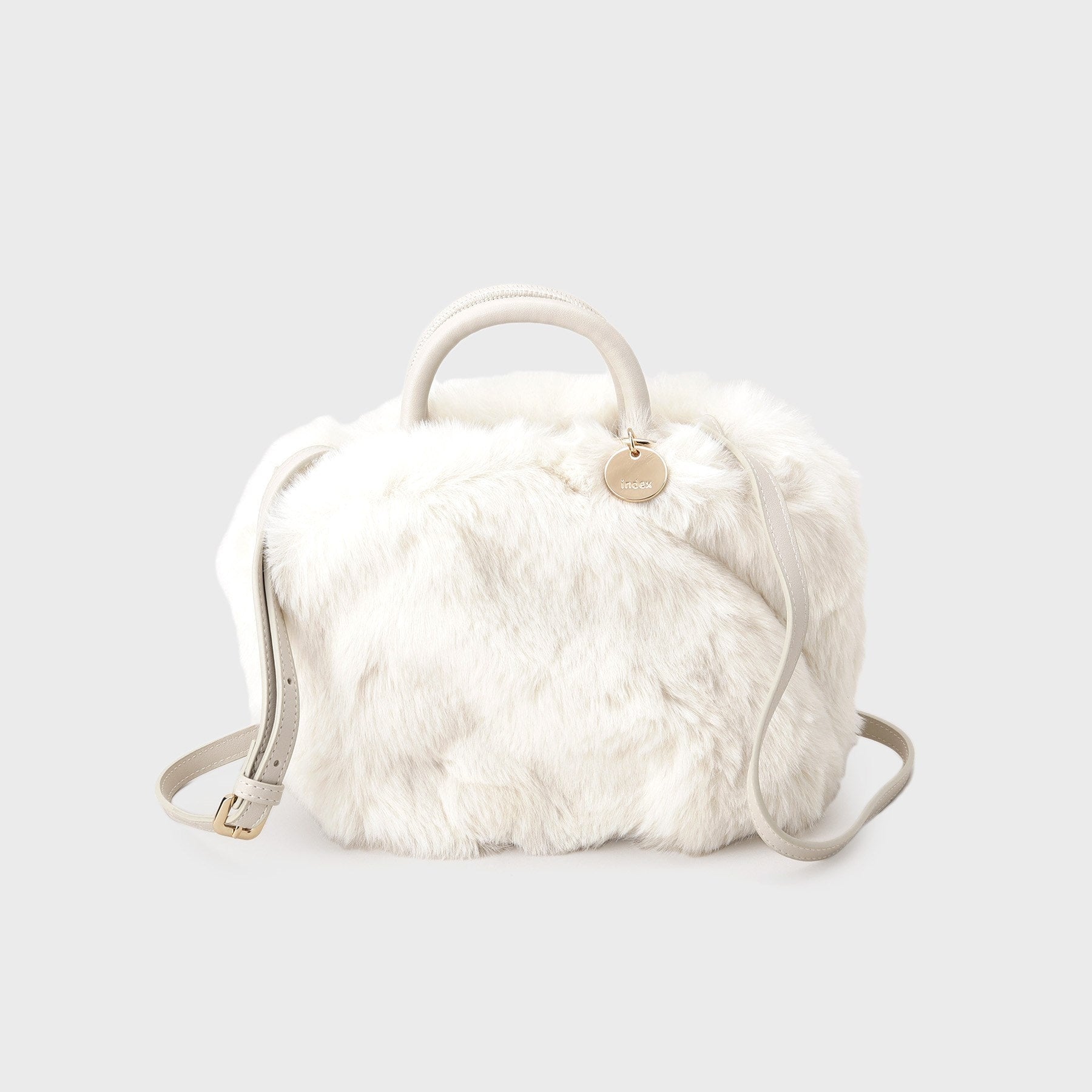 インデックス index 【2WAY】フェイクファーラウンドショルダーバッグ （グレー(012)） グレー(012)