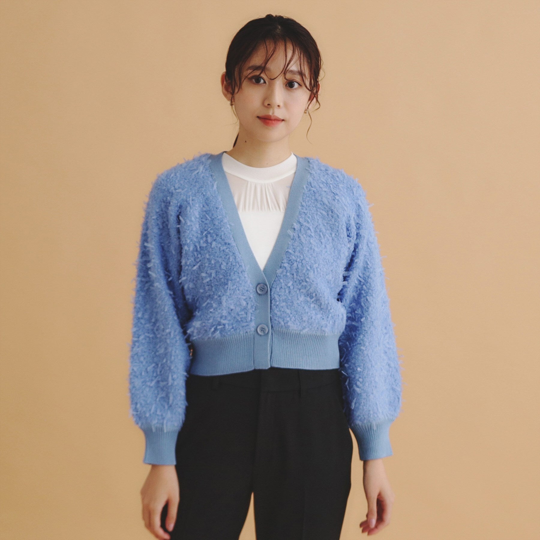 インデックス index チュールフラッグVネックカーディガン【洗濯機可】