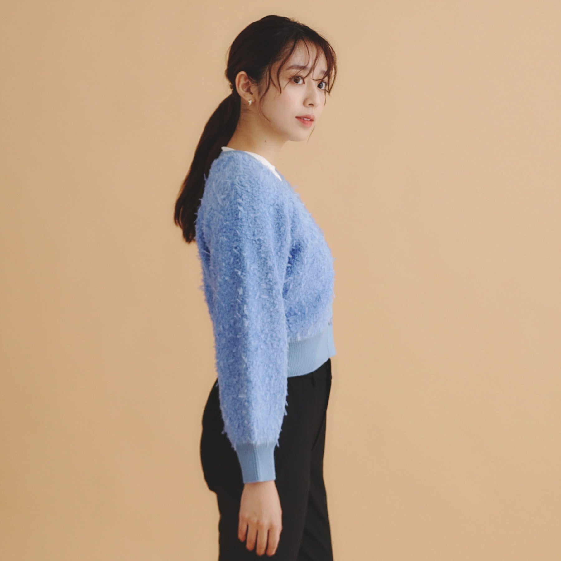 インデックス index チュールフラッグVネックカーディガン【洗濯機可】