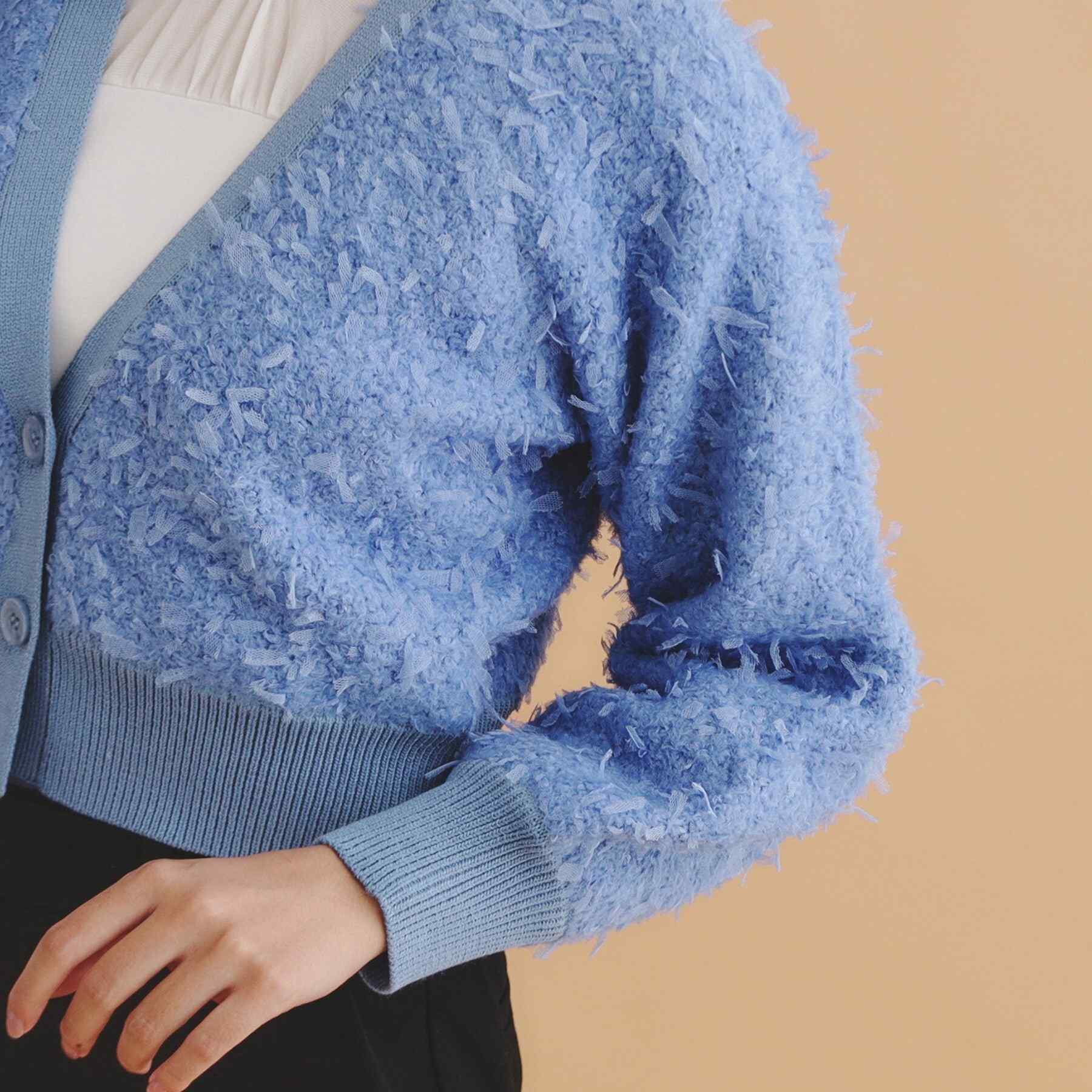 インデックス index チュールフラッグVネックカーディガン【洗濯機可】