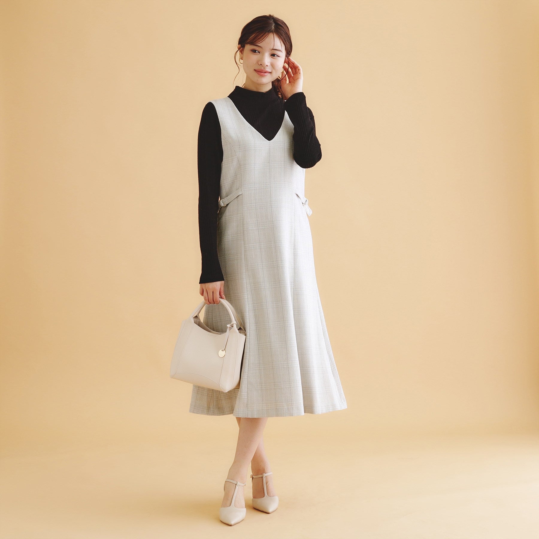 index index vintage tweed dress 【Machine washable・Easy iron】