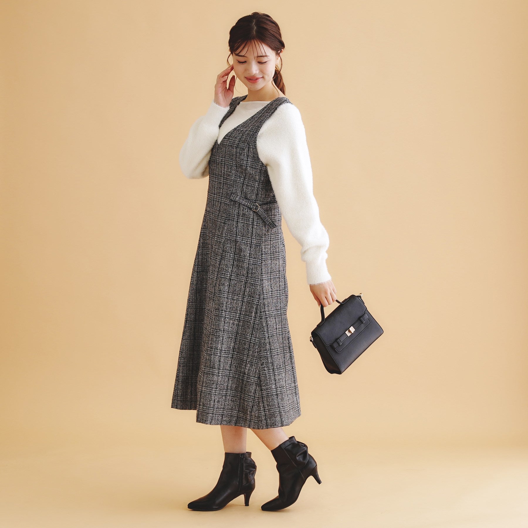 index index vintage tweed dress 【Machine washable・Easy iron】