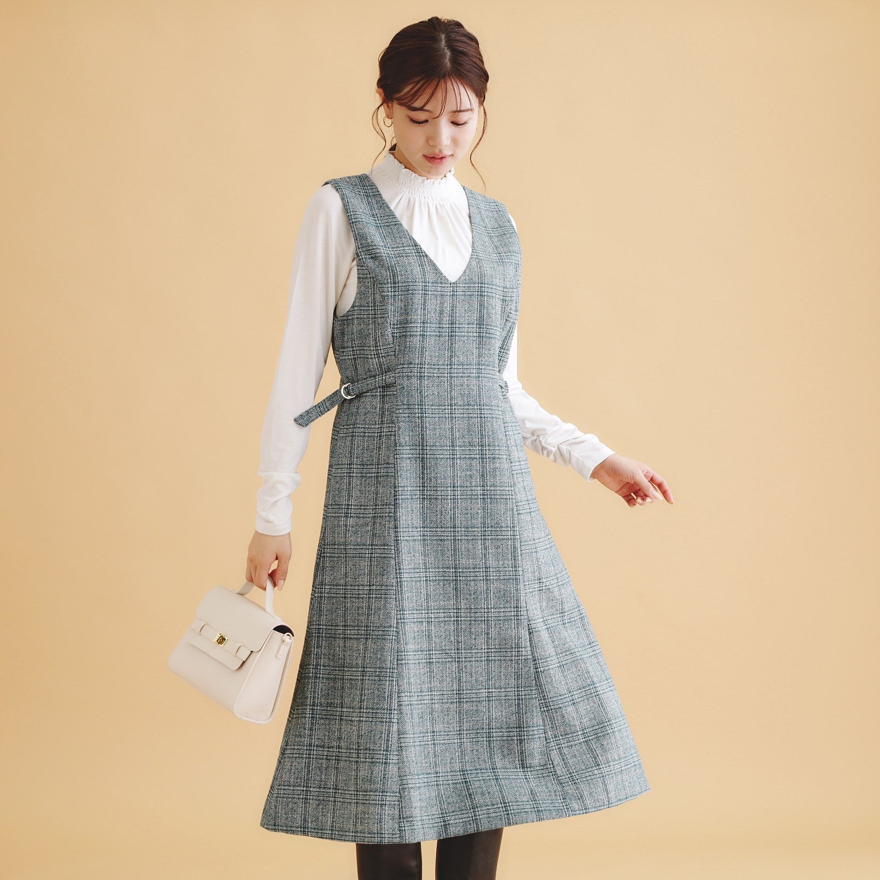 index index vintage tweed dress 【Machine washable・Easy iron】