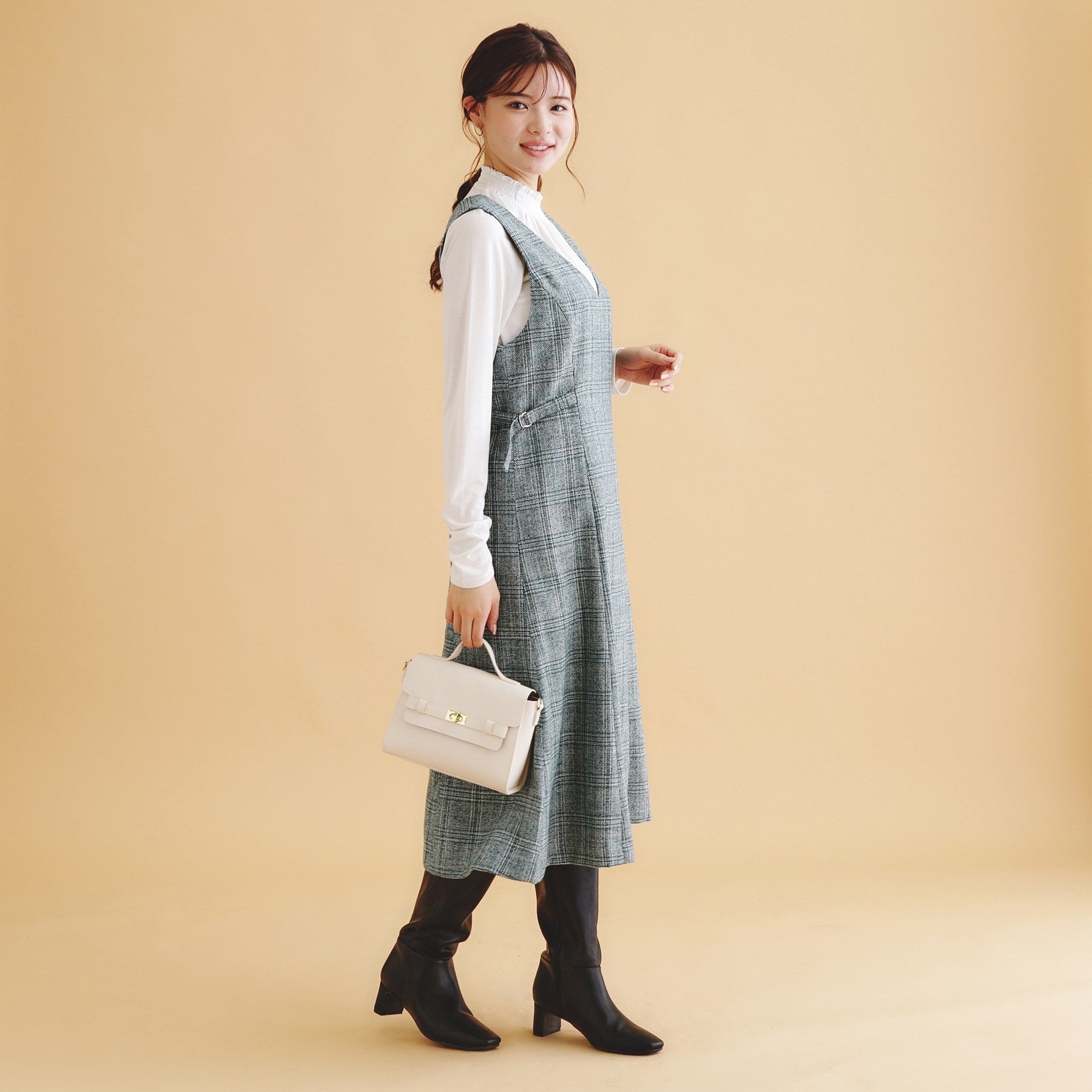 index index vintage tweed dress 【Machine washable・Easy iron】