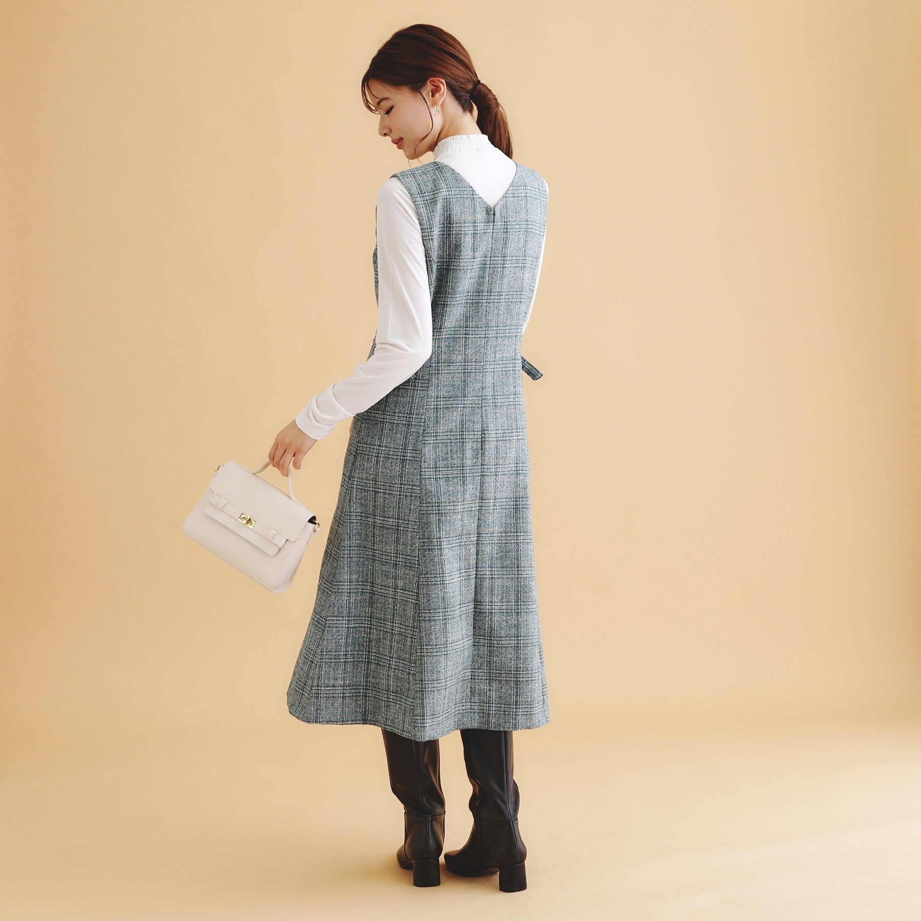 index index vintage tweed dress 【Machine washable・Easy iron】