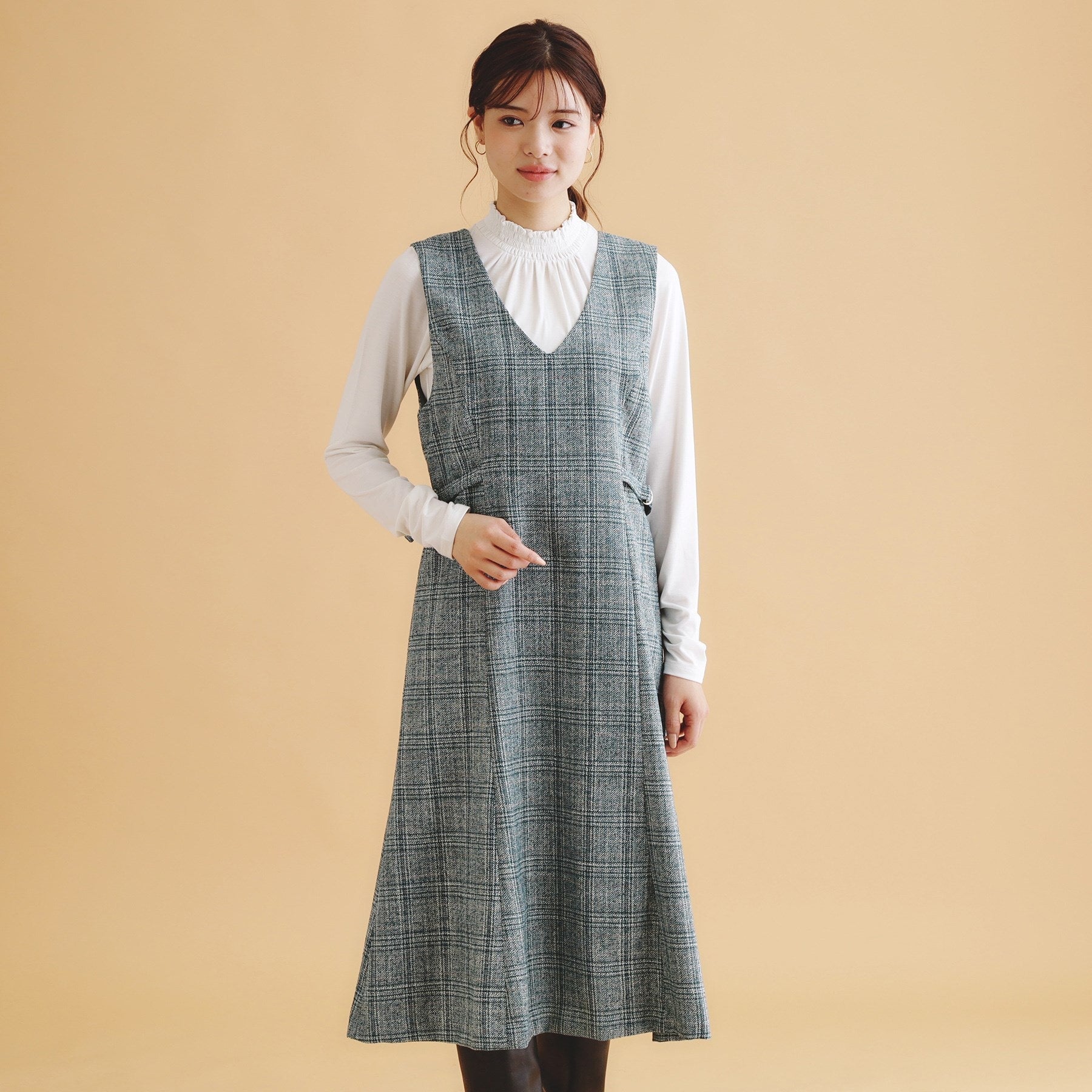 index index vintage tweed dress 【Machine washable・Easy iron】