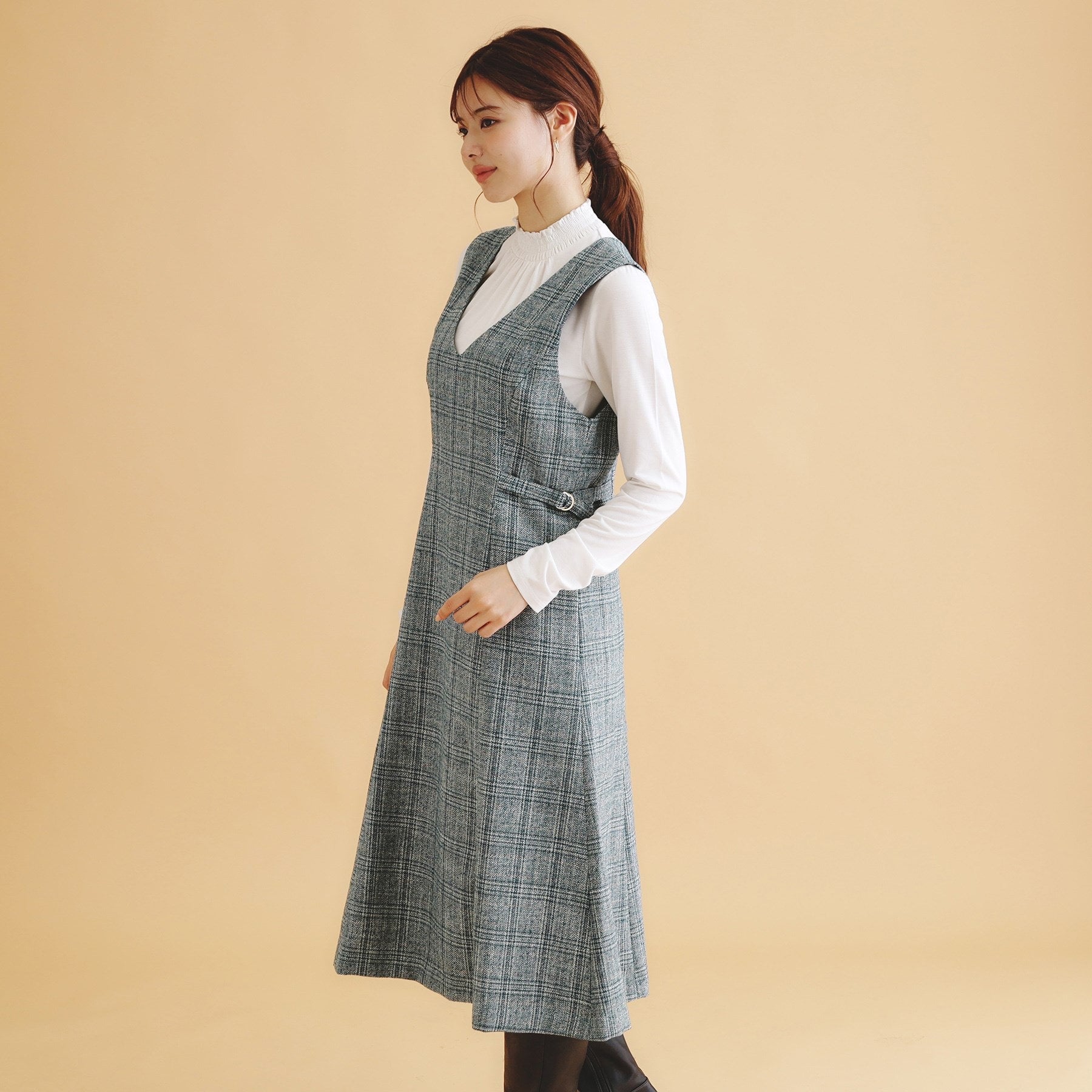 index index vintage tweed dress 【Machine washable・Easy iron】