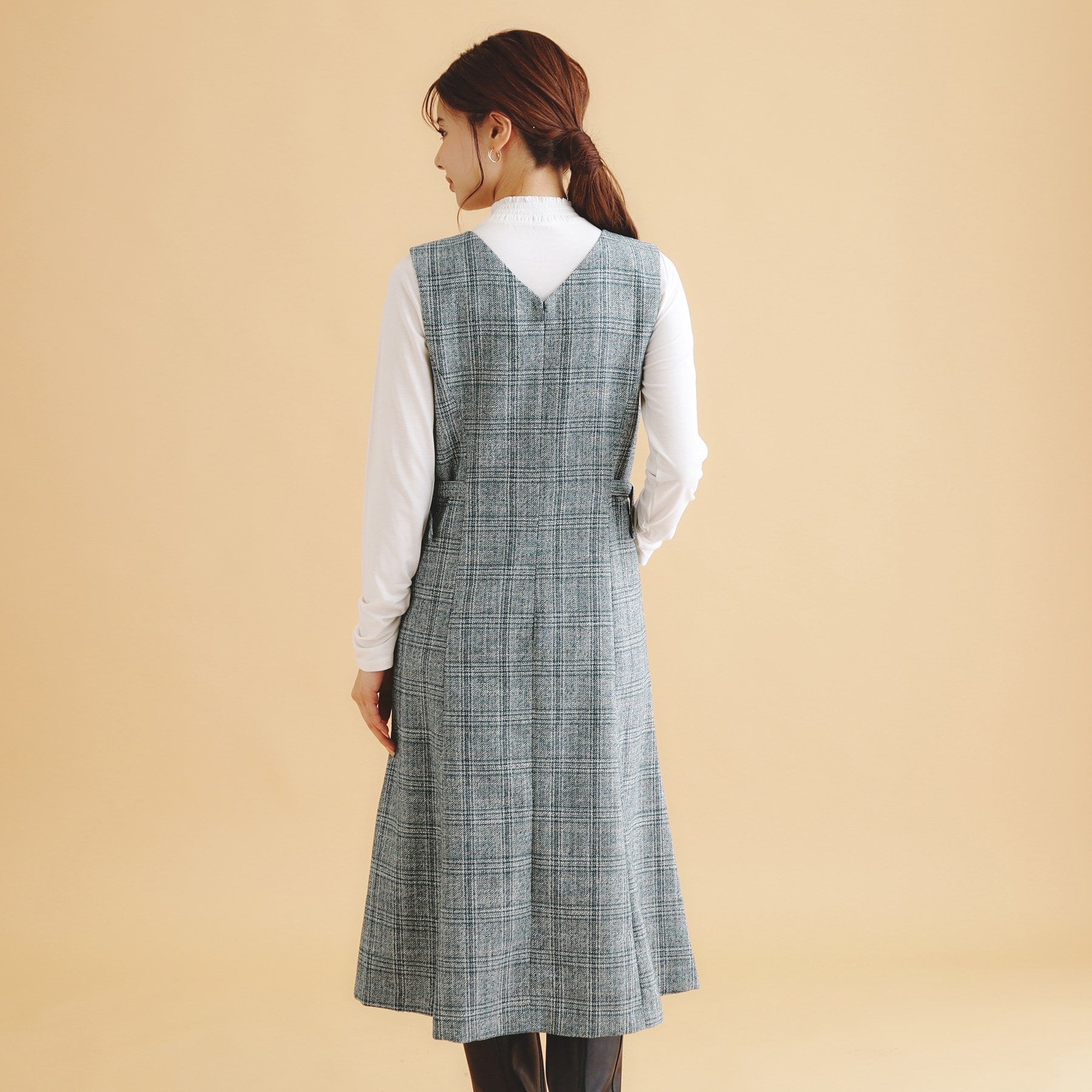 index index vintage tweed dress 【Machine washable・Easy iron】