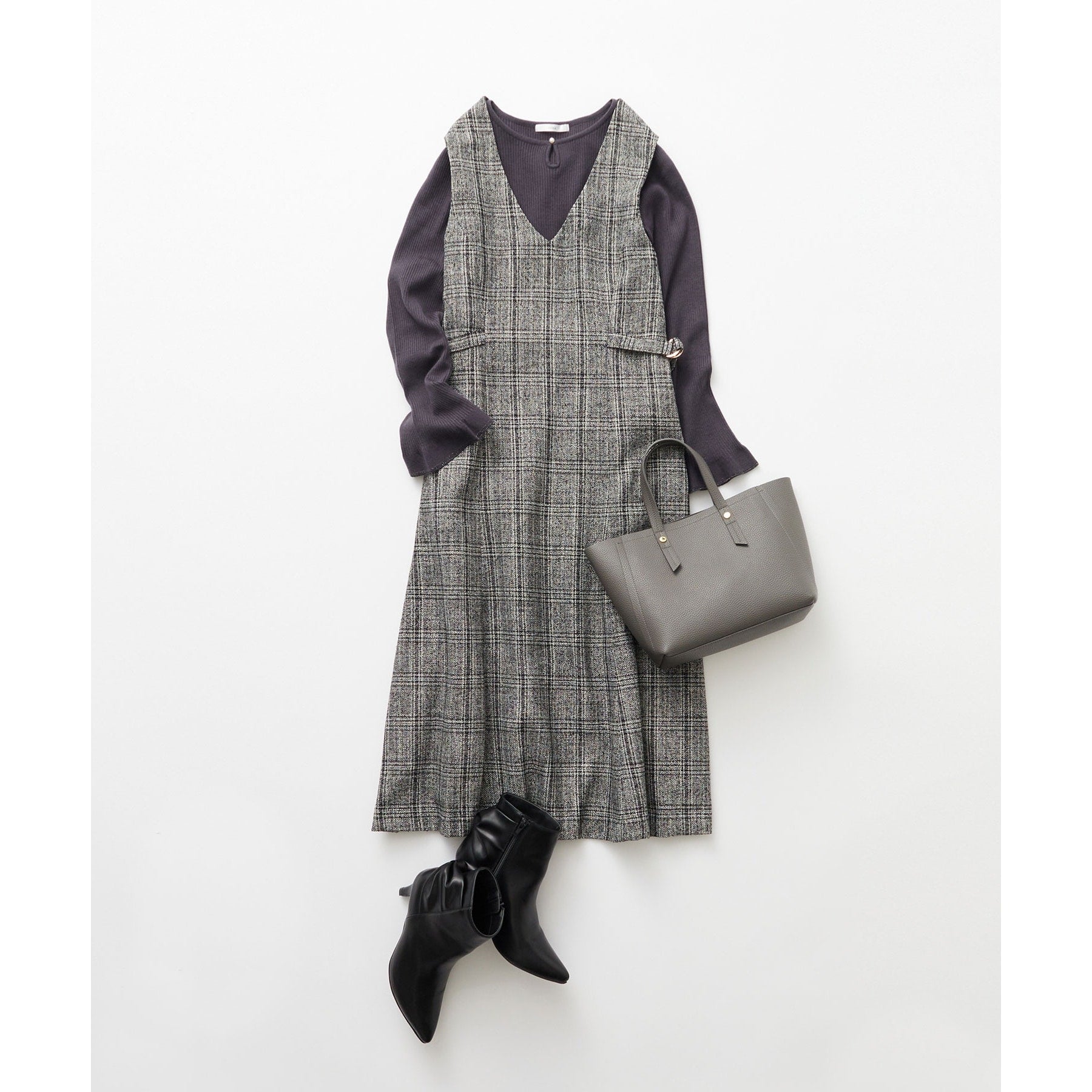 index index vintage tweed dress 【Machine washable・Easy iron】