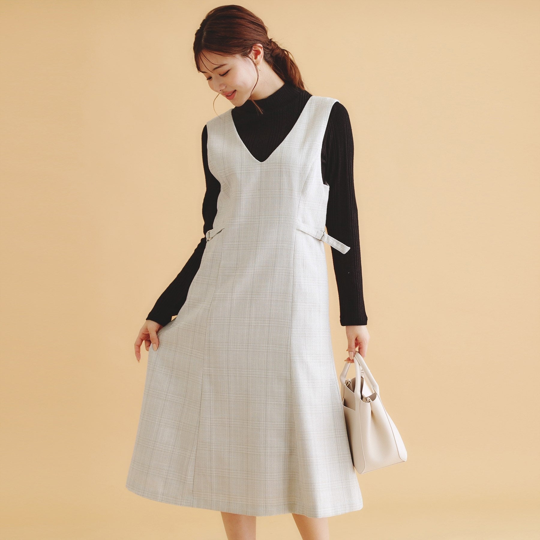 index index vintage tweed dress 【Machine washable・Easy iron】