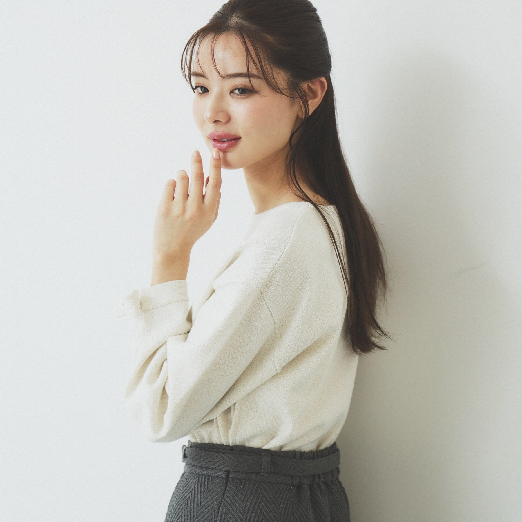 インデックス index ラメリボンスリーブ二ット【洗濯機可・アンチピリング】 （ネイビー(694)） ネイビー(694)