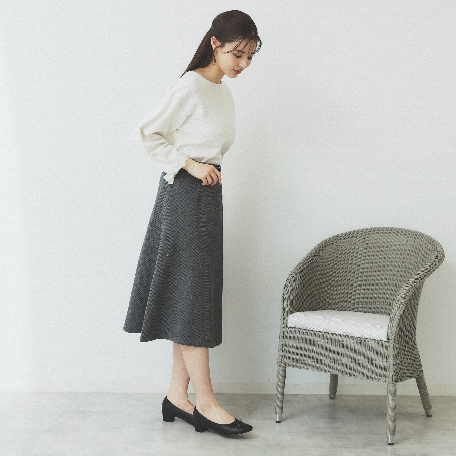 インデックス index ラメリボンスリーブ二ット【洗濯機可・アンチピリング】 （ネイビー(694)） ネイビー(694)