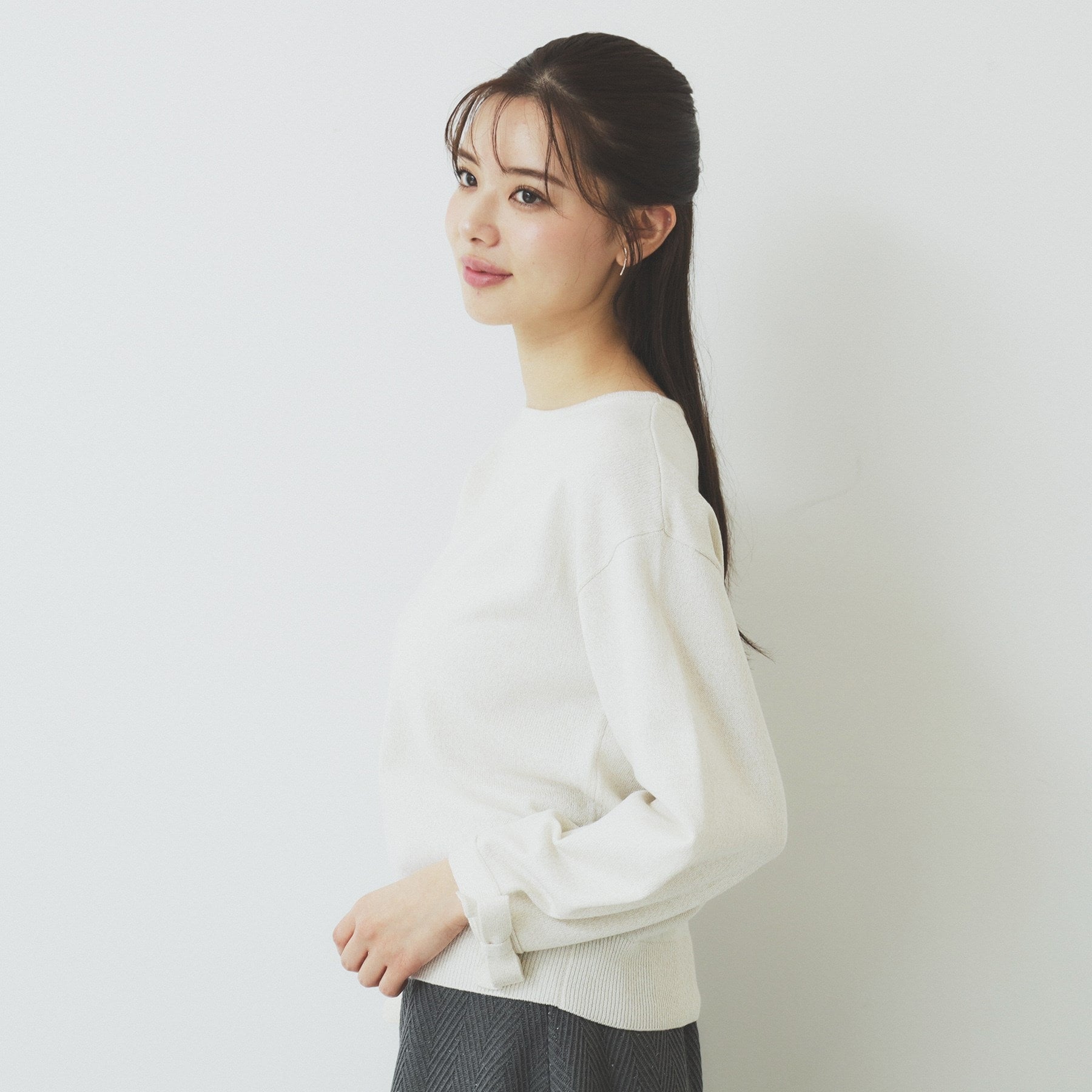 インデックス index ラメリボンスリーブ二ット【洗濯機可・アンチピリング】 （ネイビー(694)） ネイビー(694)