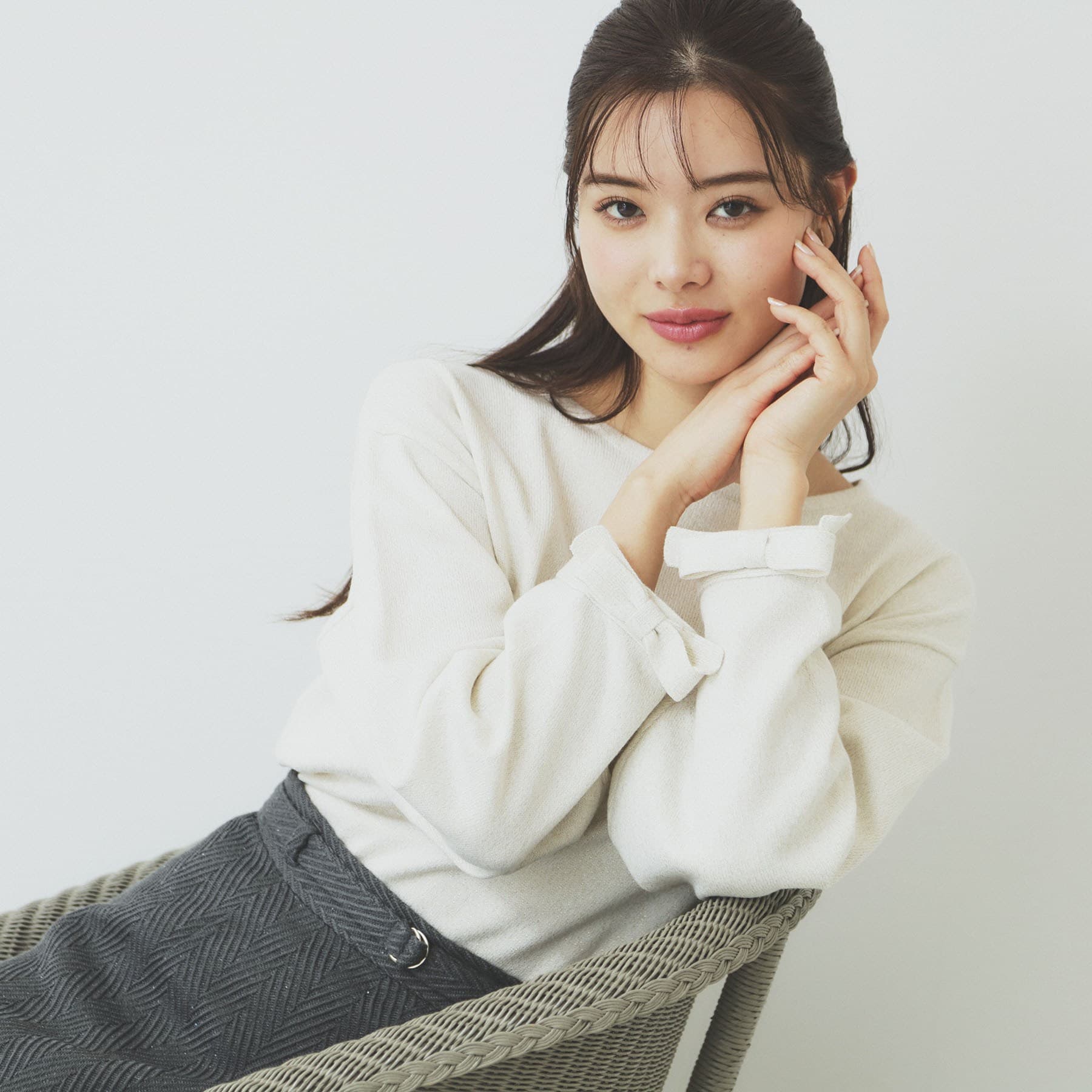 インデックス index ラメリボンスリーブ二ット【洗濯機可・アンチピリング】 （ネイビー(694)） ネイビー(694)