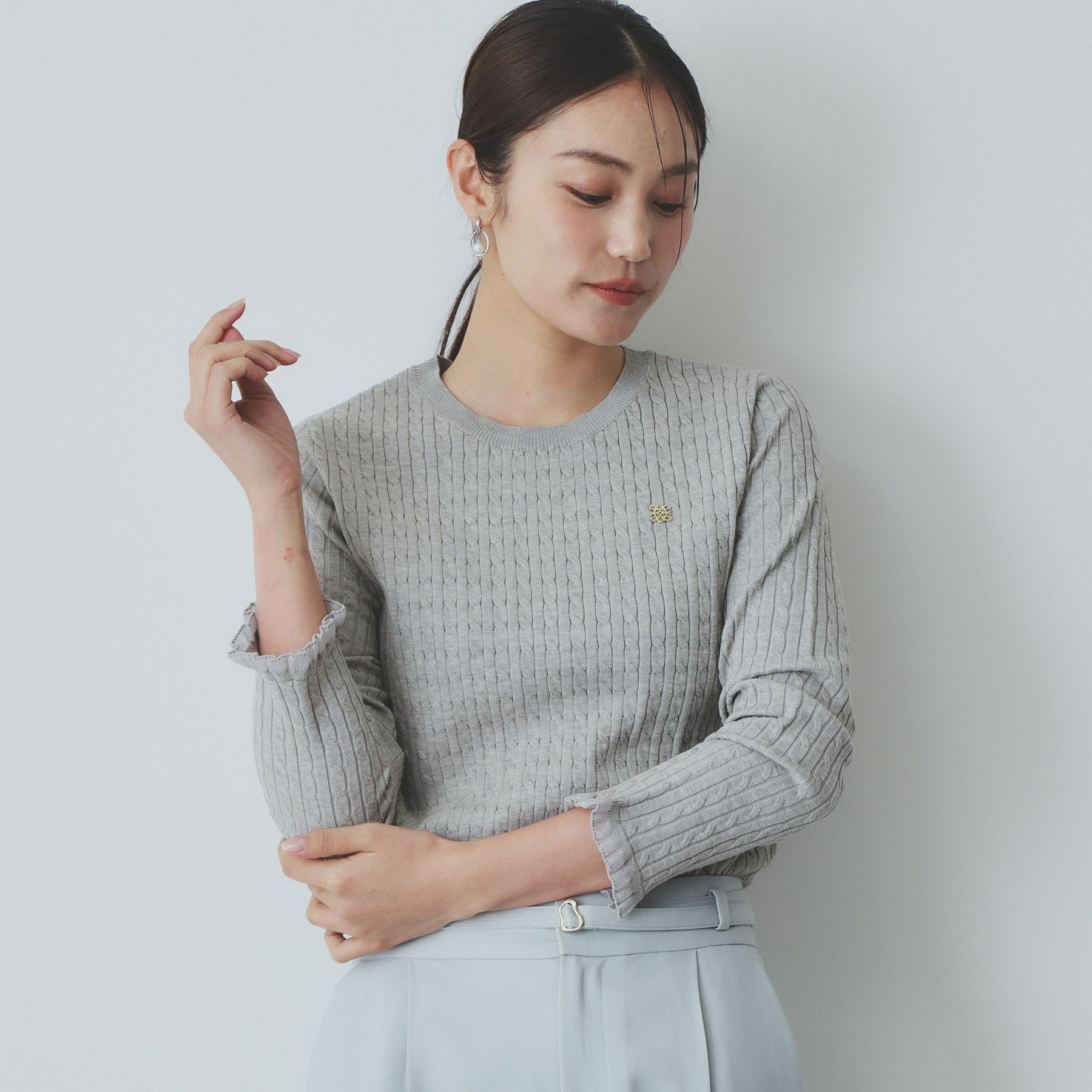 index index knit with cable gold motif [machine washable]