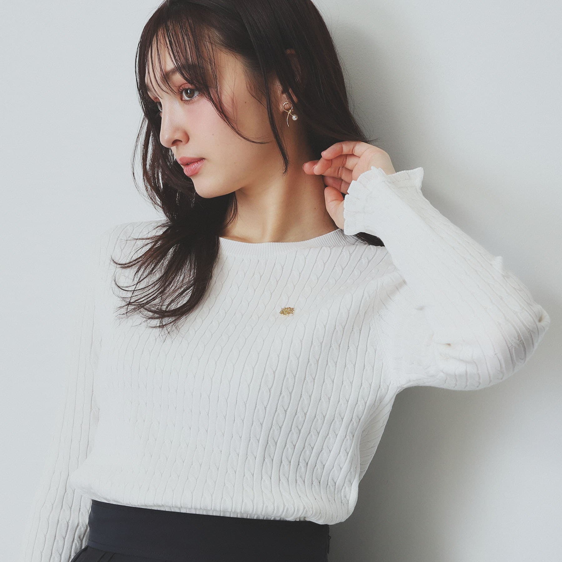 index index knit with cable gold motif [machine washable]