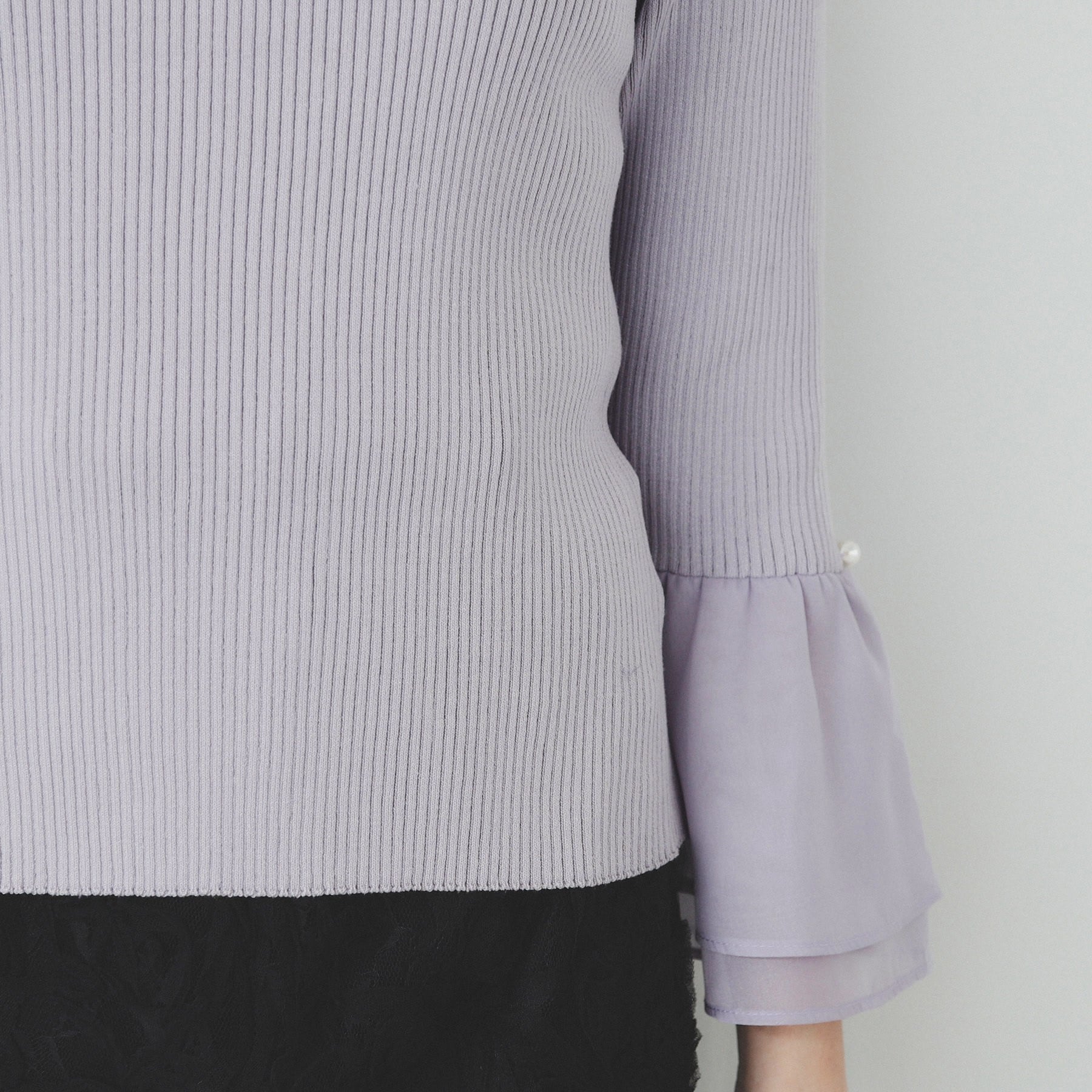 インデックス index リブオーガンフレアスリーブニット【洗濯機可】 （ブラック(019)） ブラック(019)