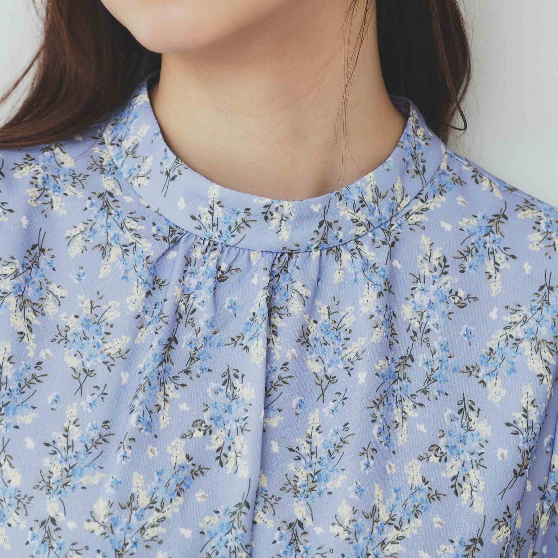 インデックス index 小花柄スタンドネックワンピース【洗濯機可・イージーアイロン】 （ラベンダー(180)） ラベンダー(180)