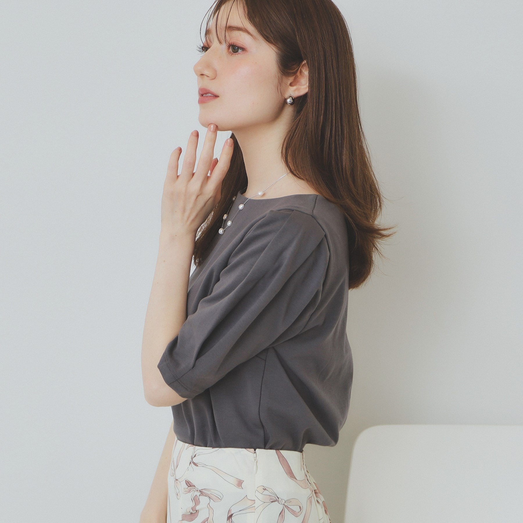 インデックス index コットンスムースタックスリーブトップス【洗濯機可・UVケア・接触冷感】 （ブラウン(844)） ブラウン(844)