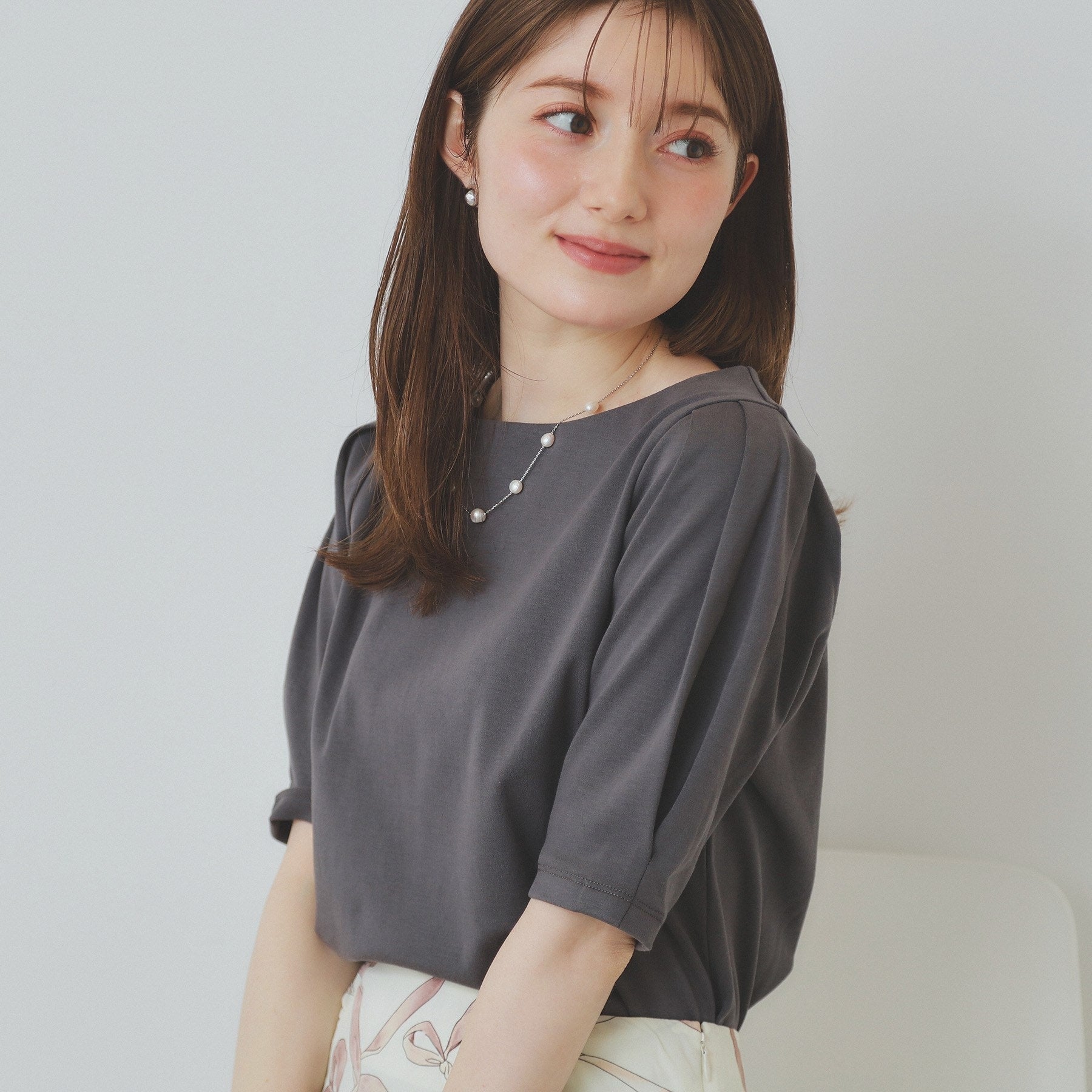 インデックス index コットンスムースタックスリーブトップス【洗濯機可・UVケア・接触冷感】 （チャコールグレー(814)） チャコールグレー(814)